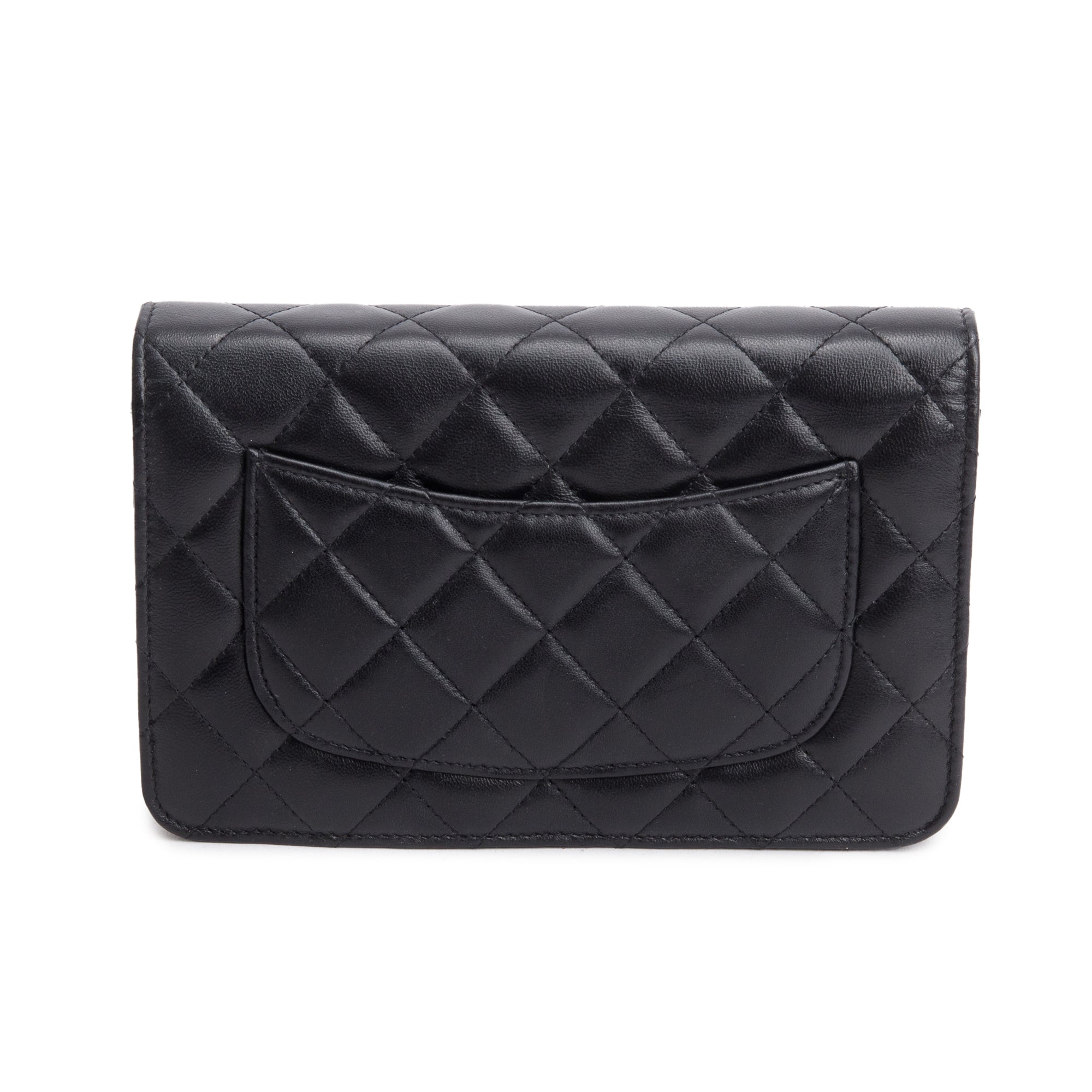Chanel Black Quilted Lambskin Leather CC Coco Crush Classic Wallet on Chain w/ Box & Authenticity Card
