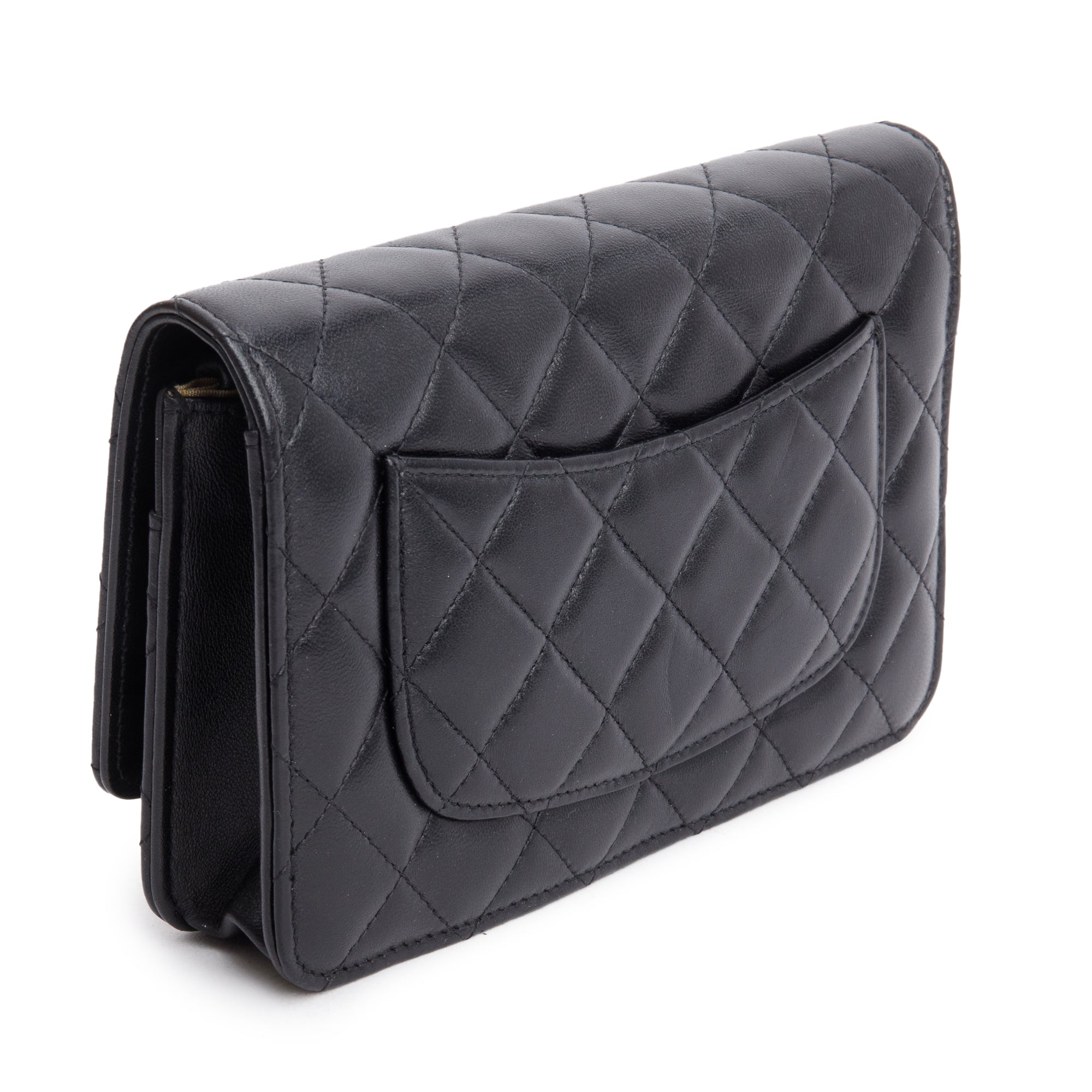 Chanel Black Quilted Lambskin Leather CC Coco Crush Classic Wallet on Chain w/ Box & Authenticity Card