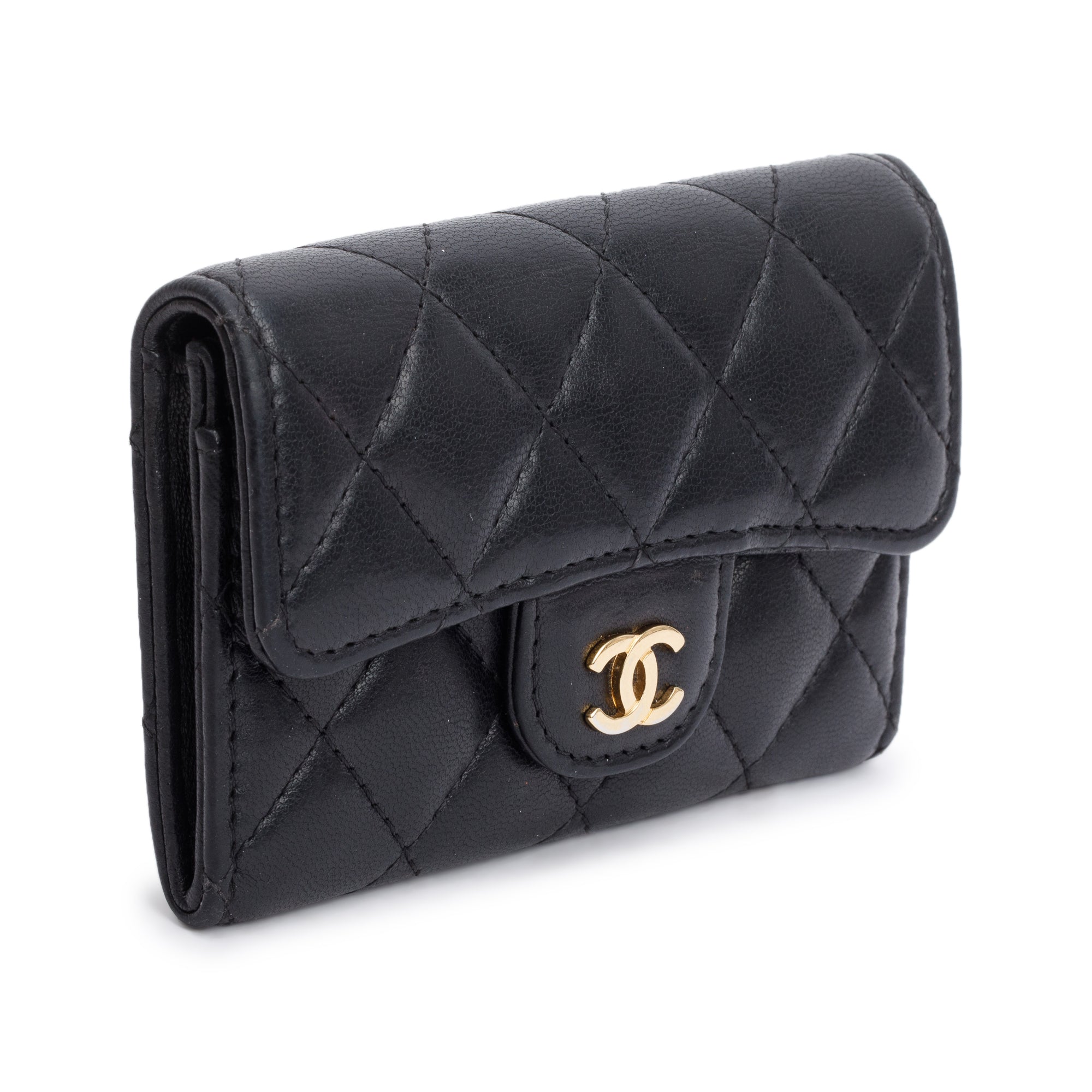 Chanel Black Quilted Lambskin Leather Classic Flap Card Holder
