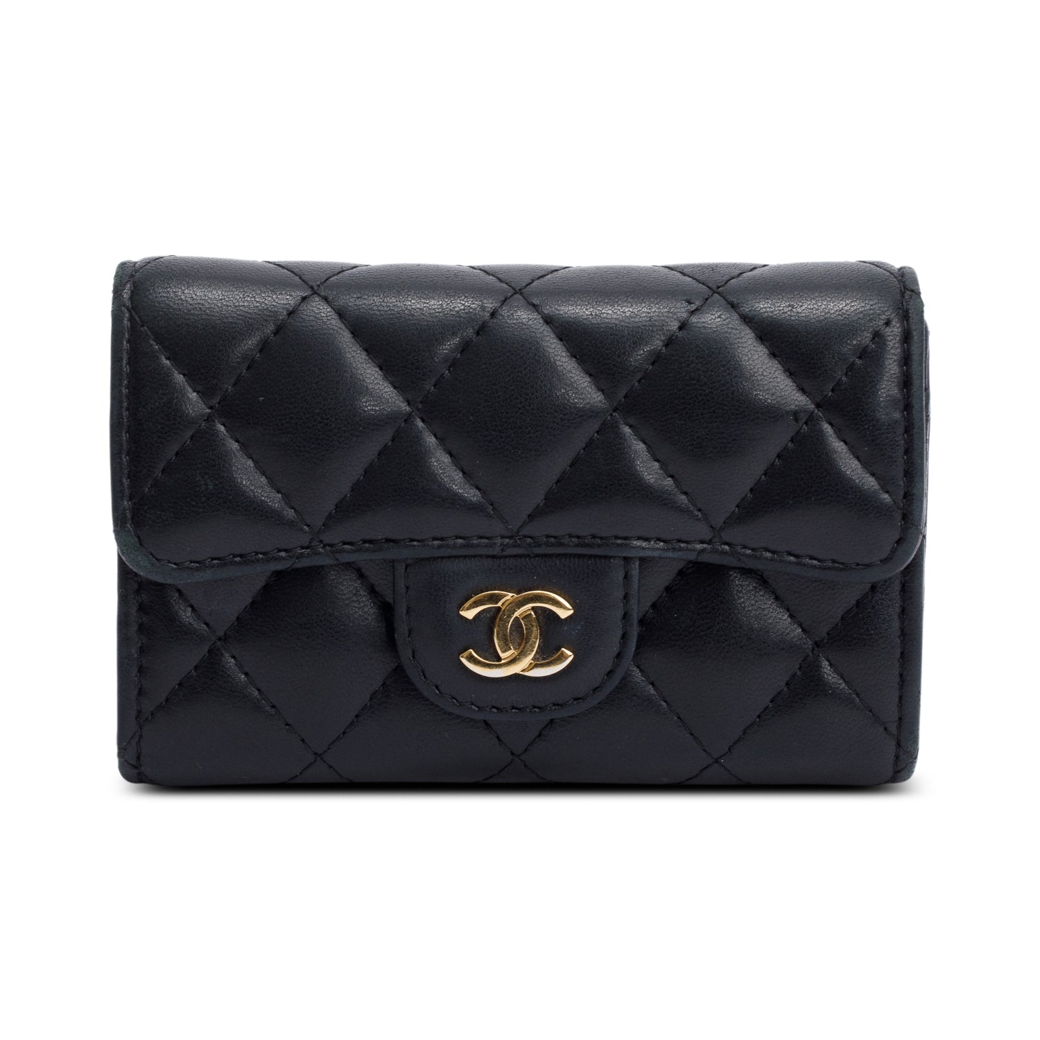 Chanel Black Quilted Lambskin Leather Classic Flap Card Holder