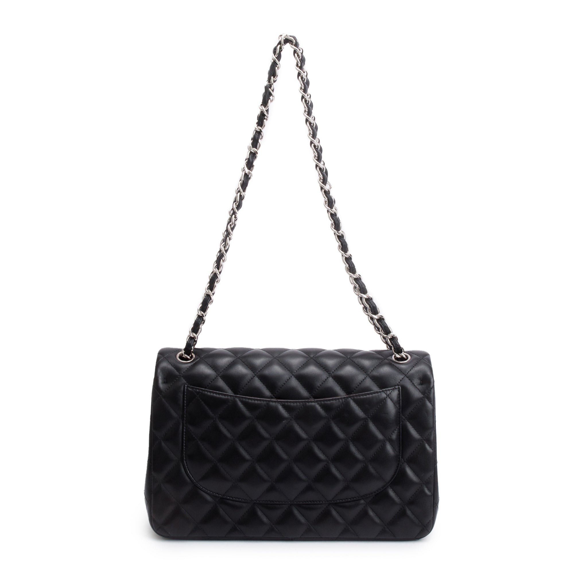 Chanel Black Quilted Lambskin Leather Classic Jumbo Double Flap Bag w/ Box & Authenticity Card