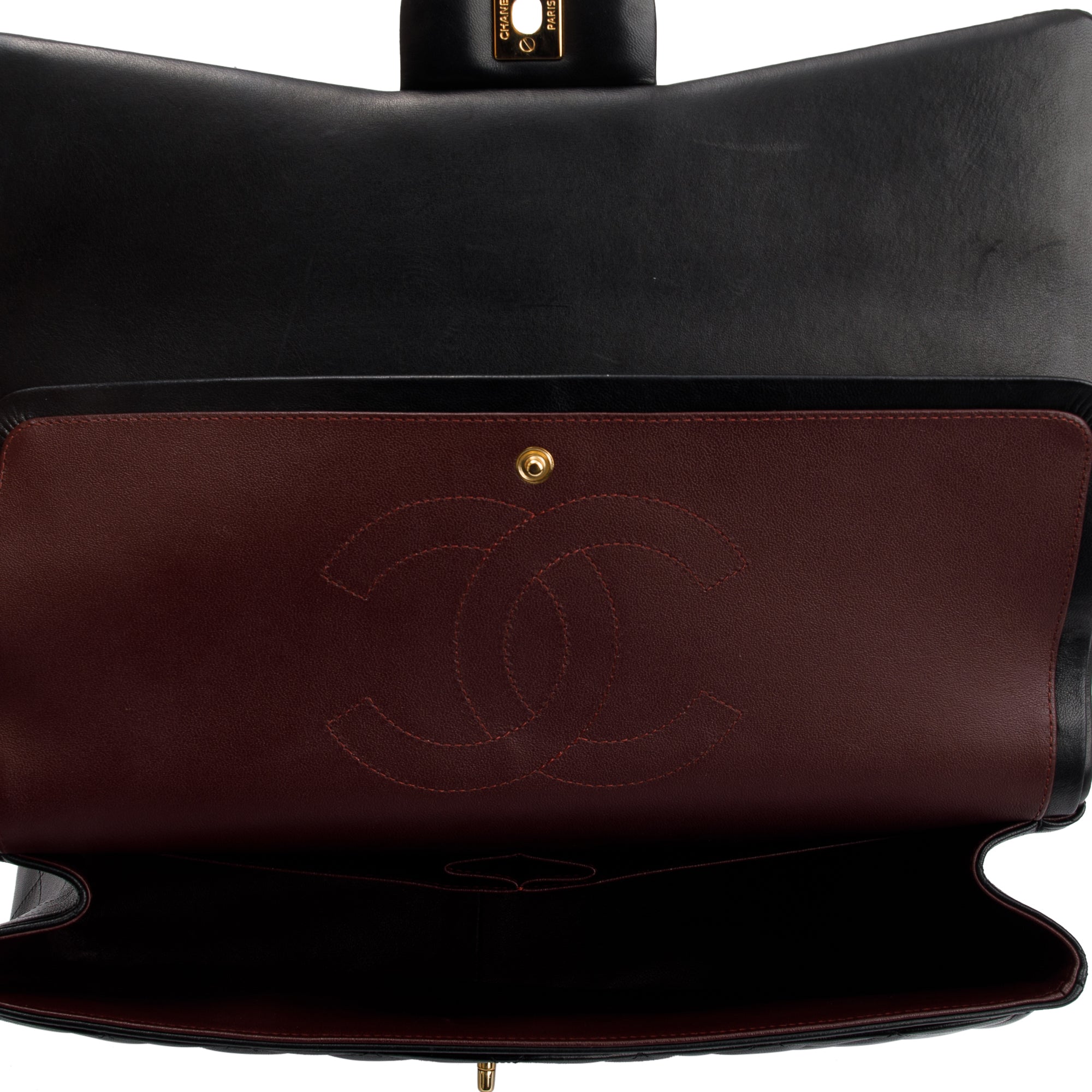 Chanel Black Quilted Lambskin Leather Classic Maxi Double Flap Bag w/ Authenticity Card