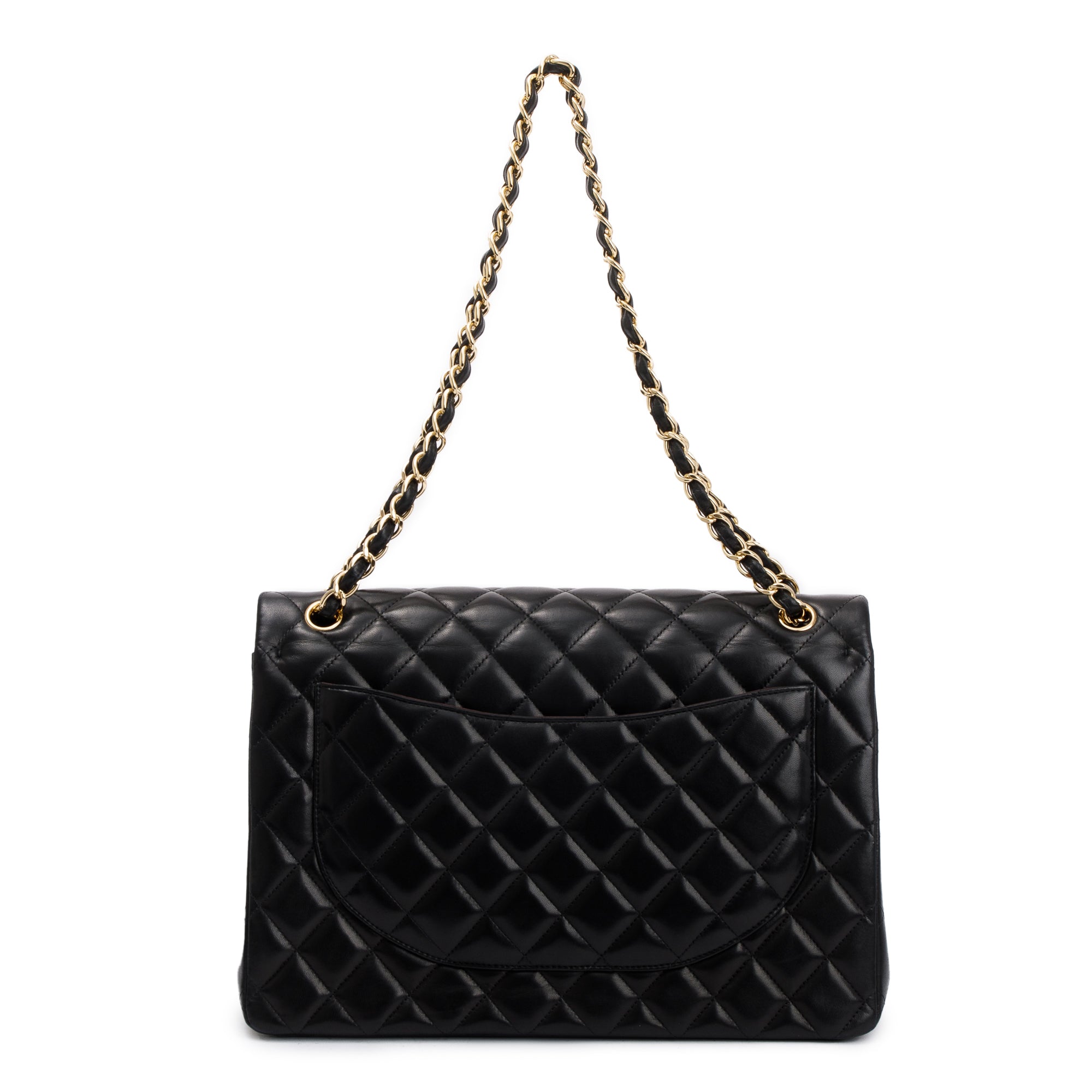 Chanel Black Quilted Lambskin Leather Classic Maxi Double Flap Bag w/ Authenticity Card