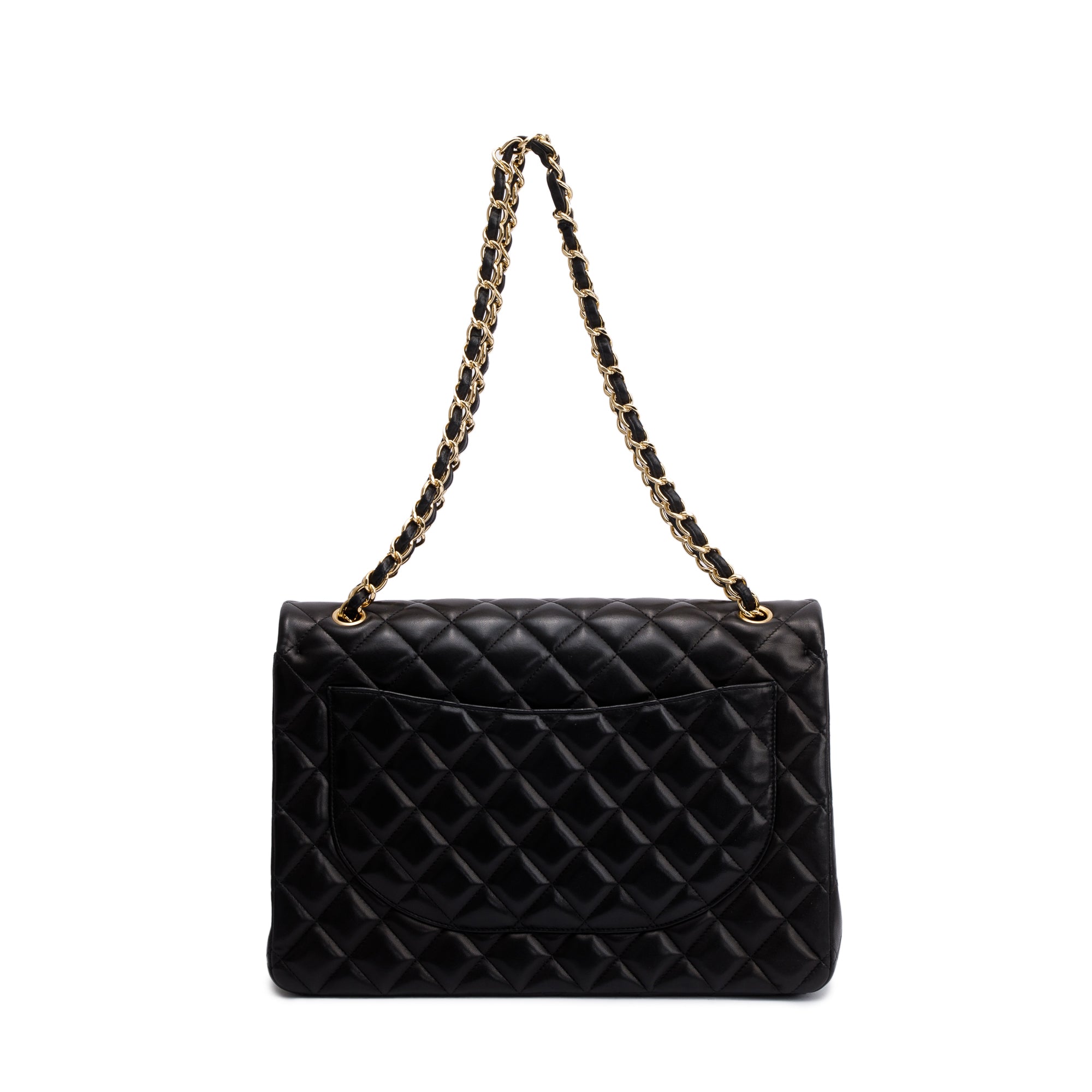 Chanel Black Quilted Lambskin Leather Classic Maxi Double Flap Bag w/ Box & Authenticity Card