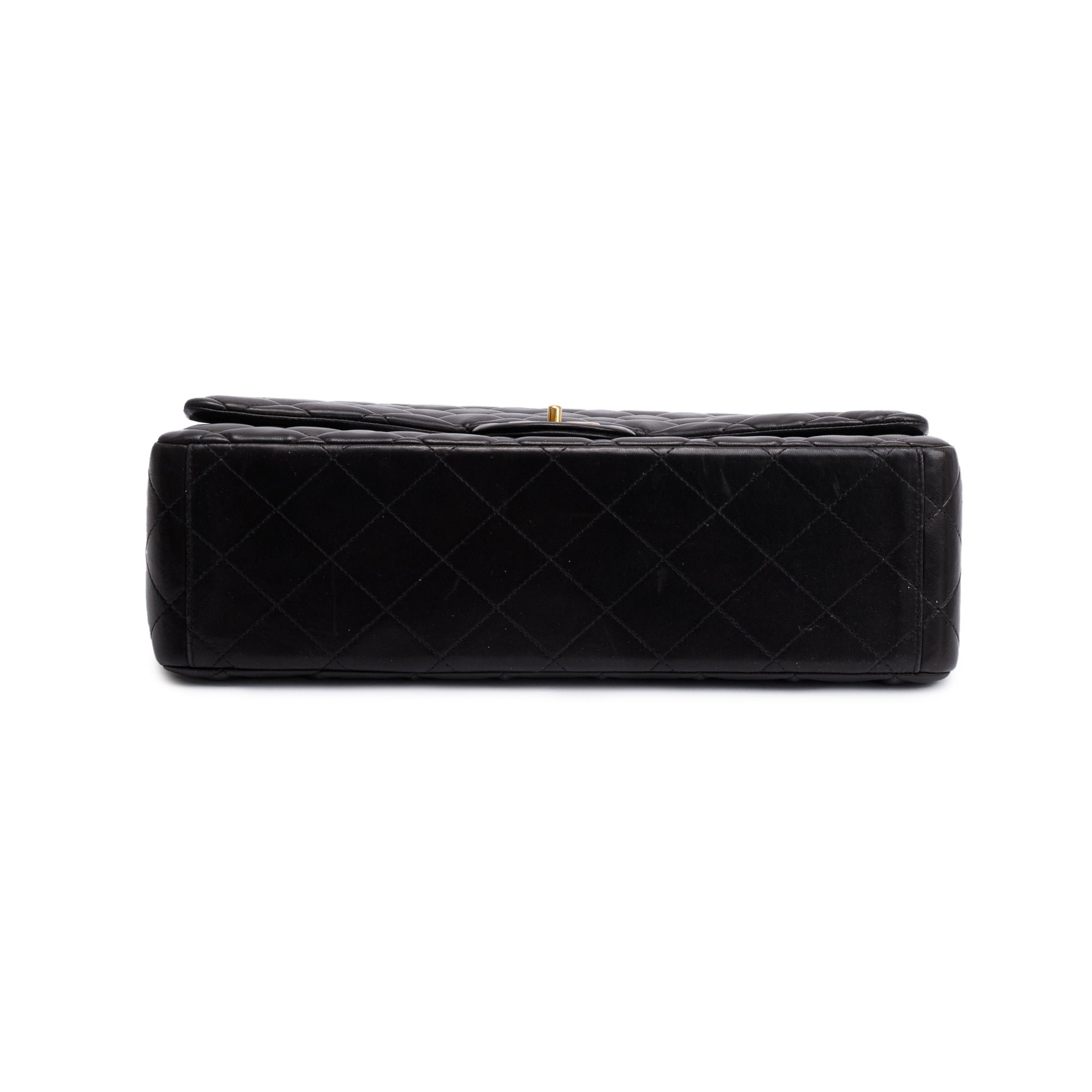 Chanel Black Quilted Lambskin Leather Classic Maxi Double Flap Bag w/ Box & Authenticity Card
