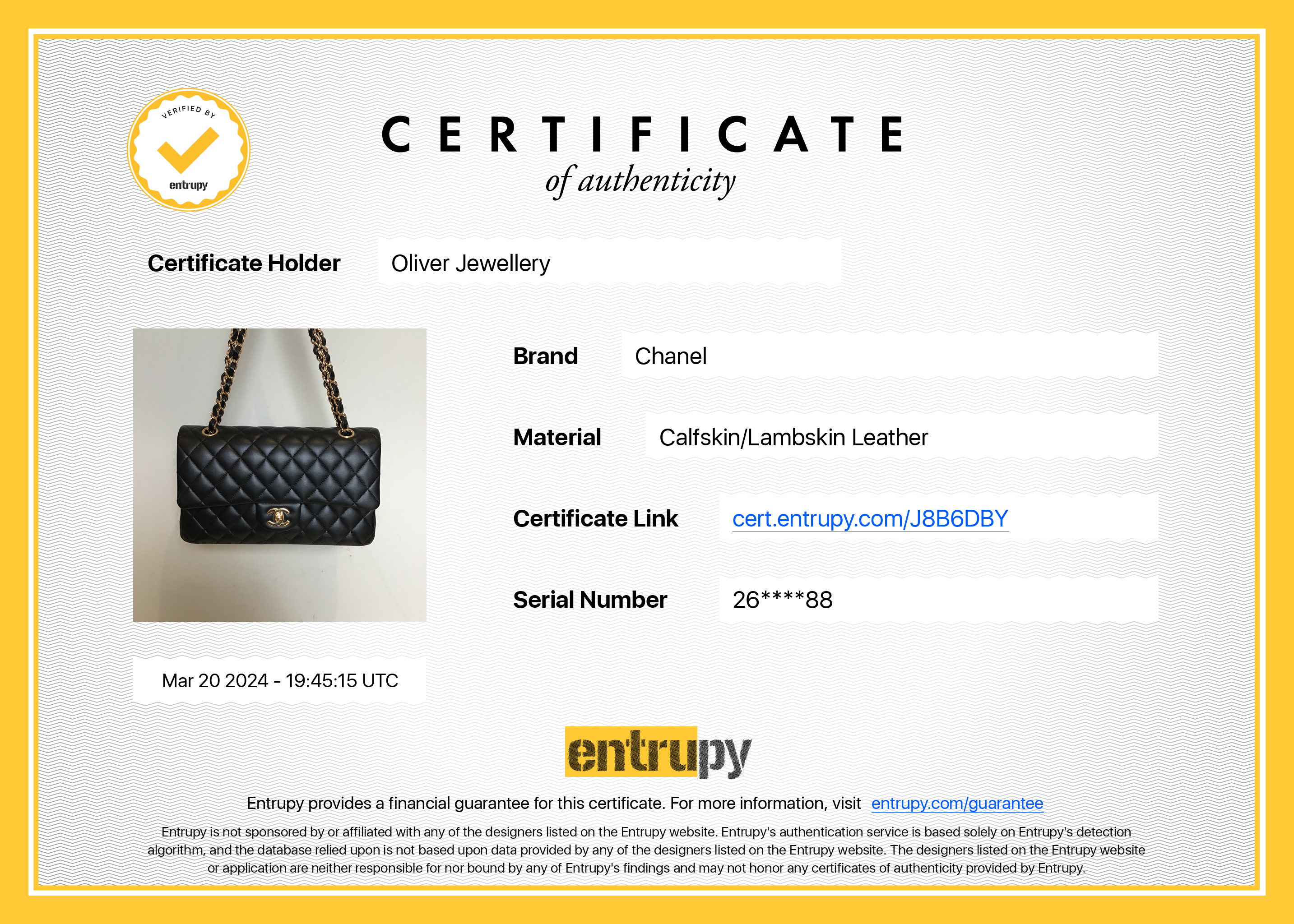 Chanel Black Quilted Lambskin Leather Classic Medium Double Flap Bag w/ Box, Receipt & Authenticity Card