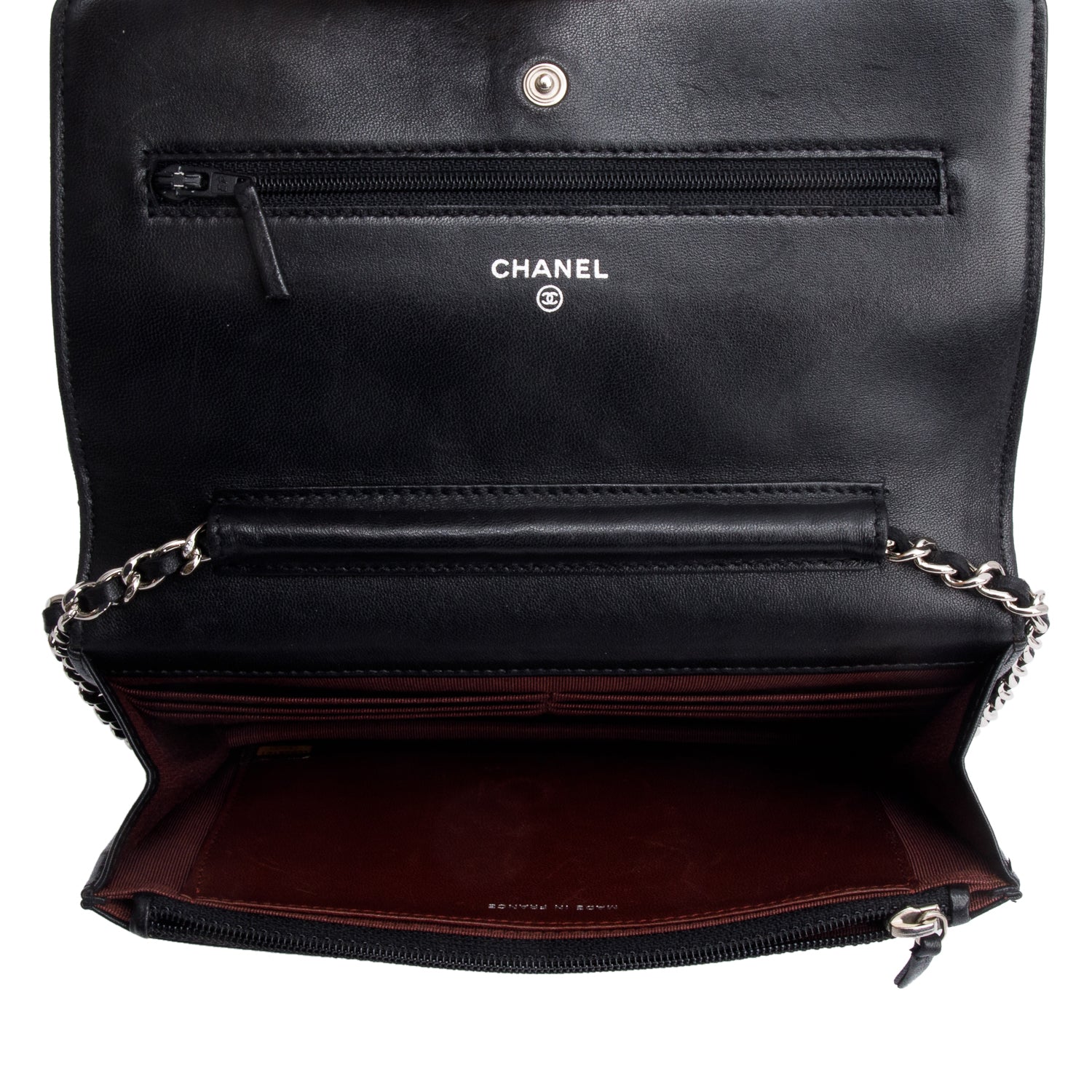 Chanel Black Quilted Lambskin Leather Classic Wallet on Chain w/ Box & Authenticity Card