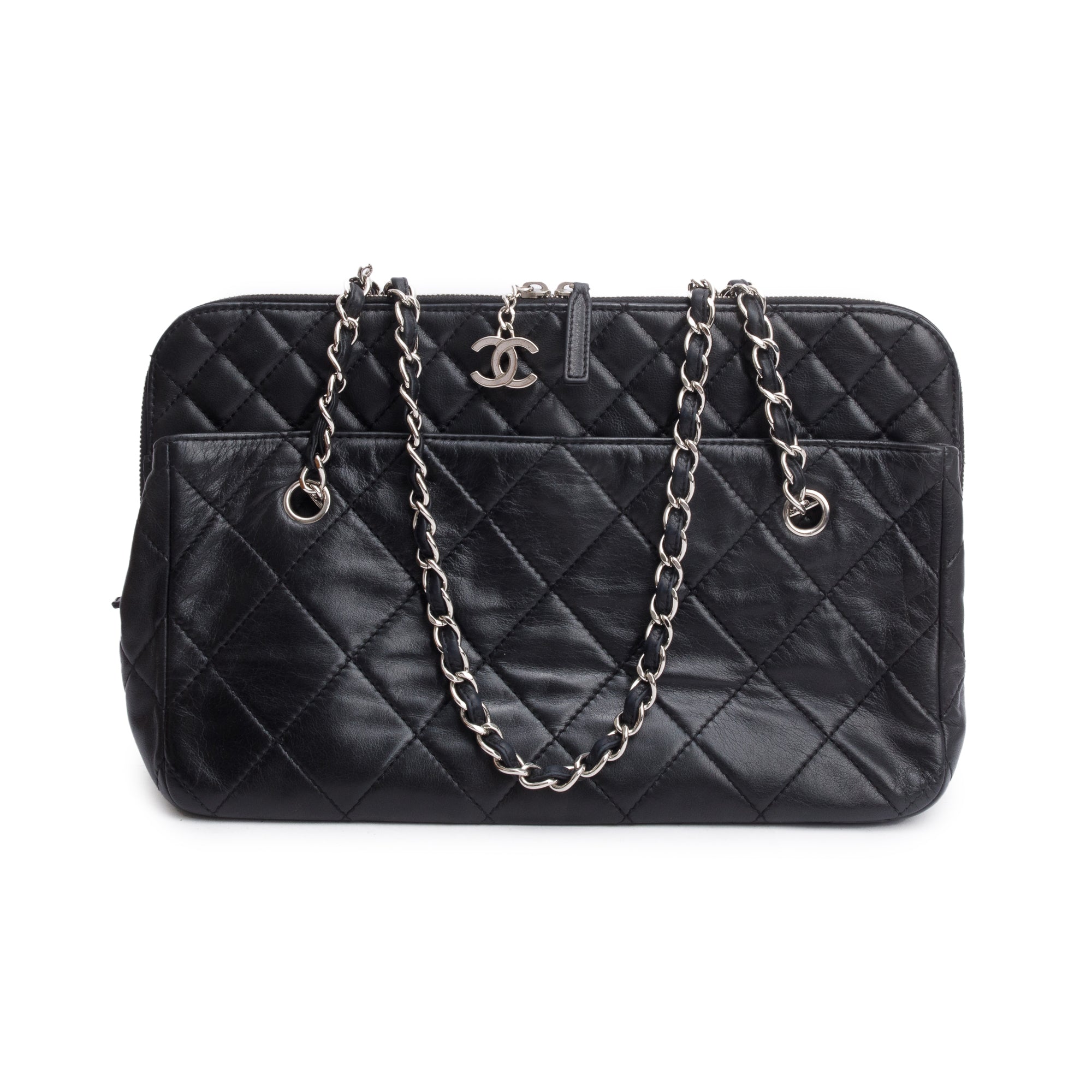 Chanel Black Quilted Lambskin Leather In The Business Camera Bag