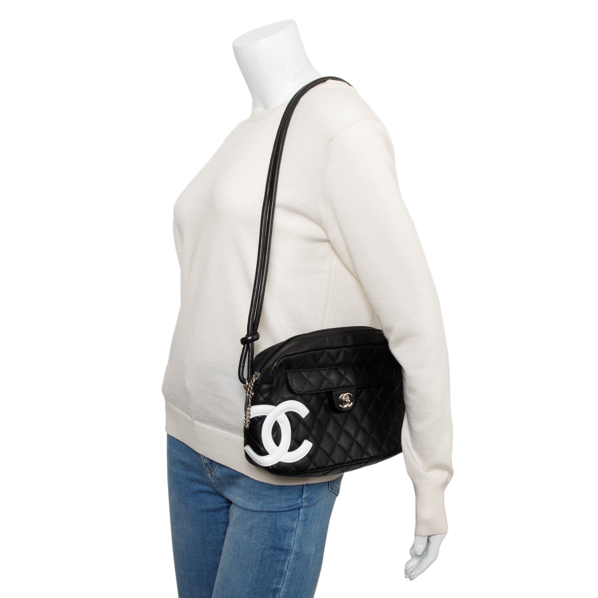 Chanel Black Quilted Lambskin Leather Ligne Cambon Camera Bag