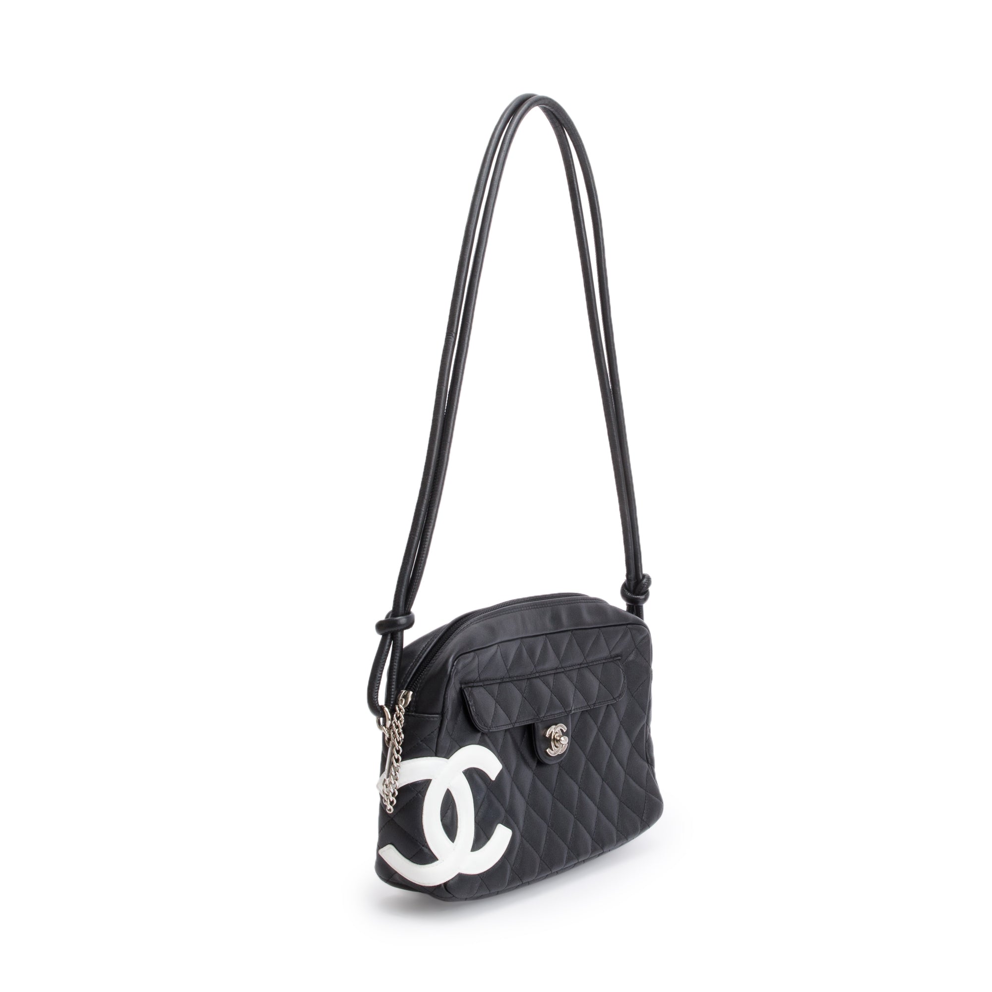 Chanel Black Quilted Lambskin Leather Ligne Cambon Camera Bag