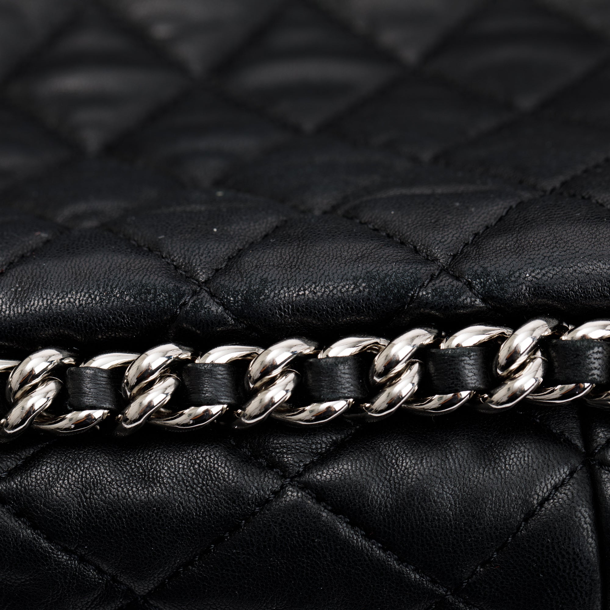 Chanel Black Quilted Lambskin Leather Maxi Chain Around Flap Bag w/ Box & Authenticity Card