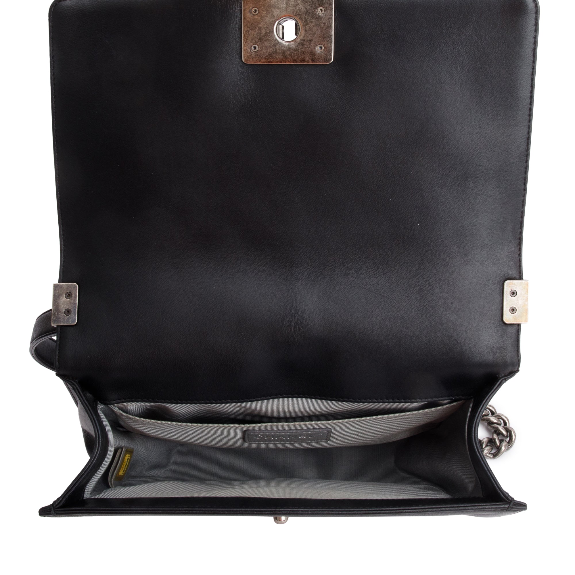 Chanel Black Quilted Lambskin Leather Medium Boy Bag