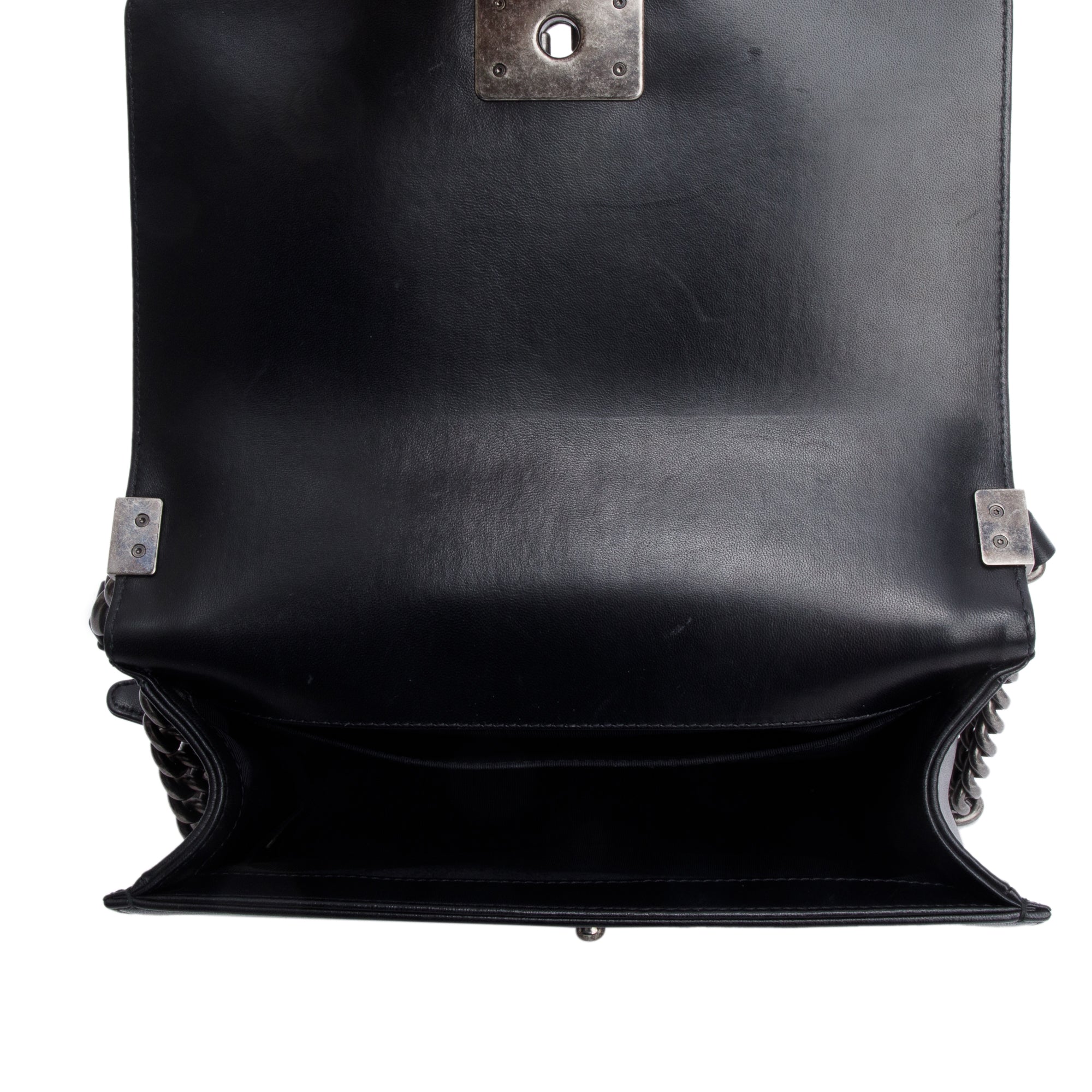 Chanel Black Quilted Lambskin Leather Medium Boy Bag w/ Authenticity Card