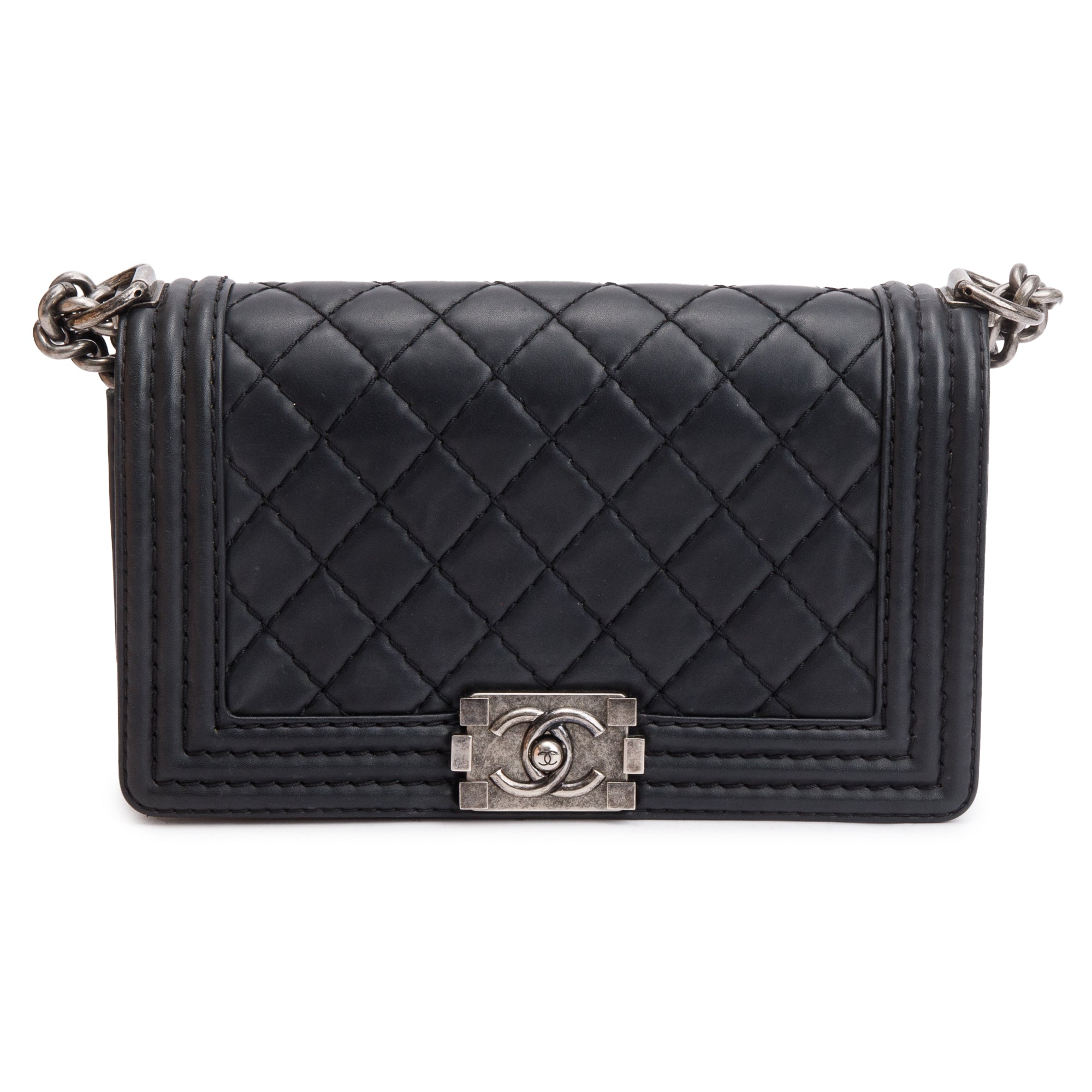 Chanel Black Quilted Lambskin Leather Medium Stitch It Boy Bag w/ Box