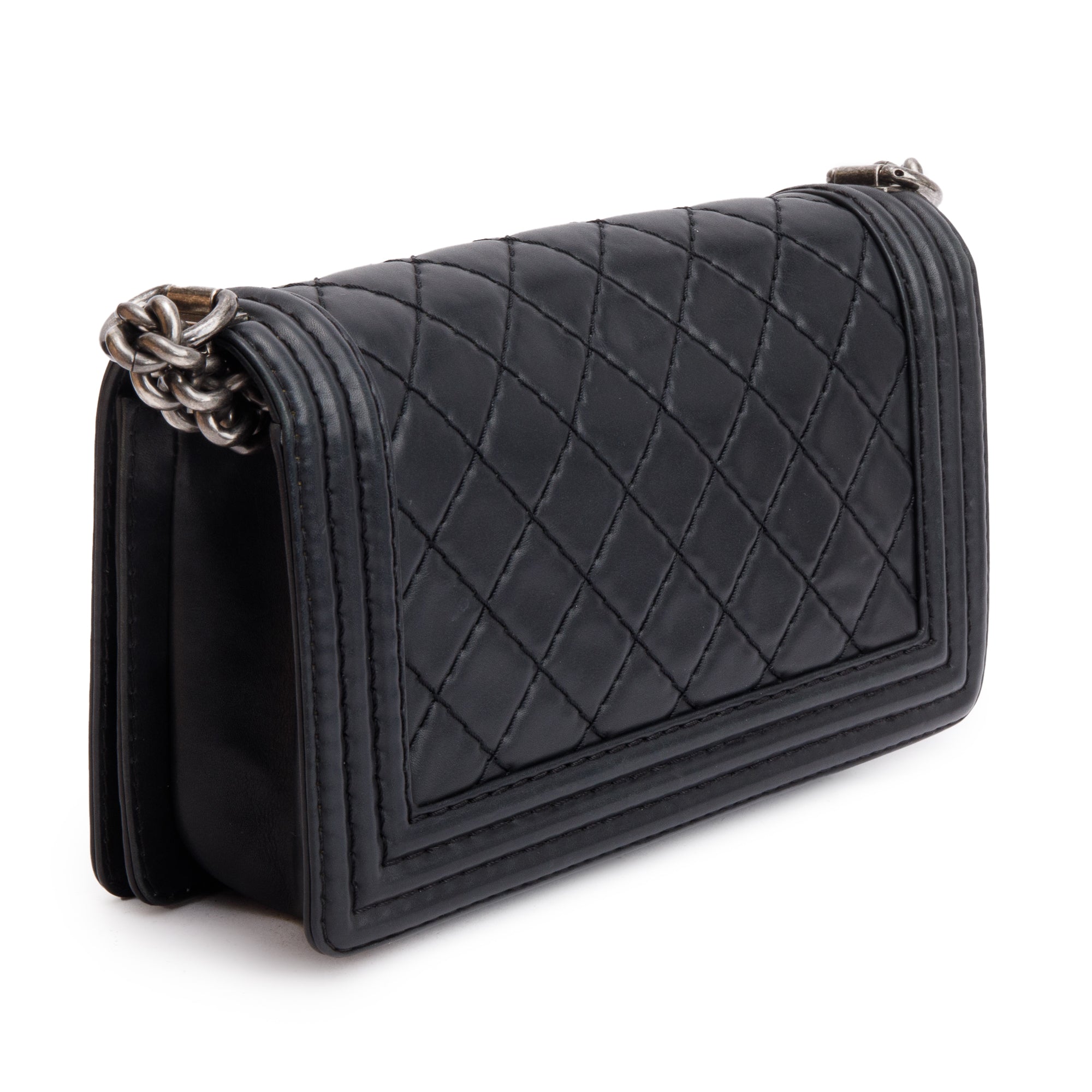 Chanel Black Quilted Lambskin Leather Medium Stitch It Boy Bag w/ Box