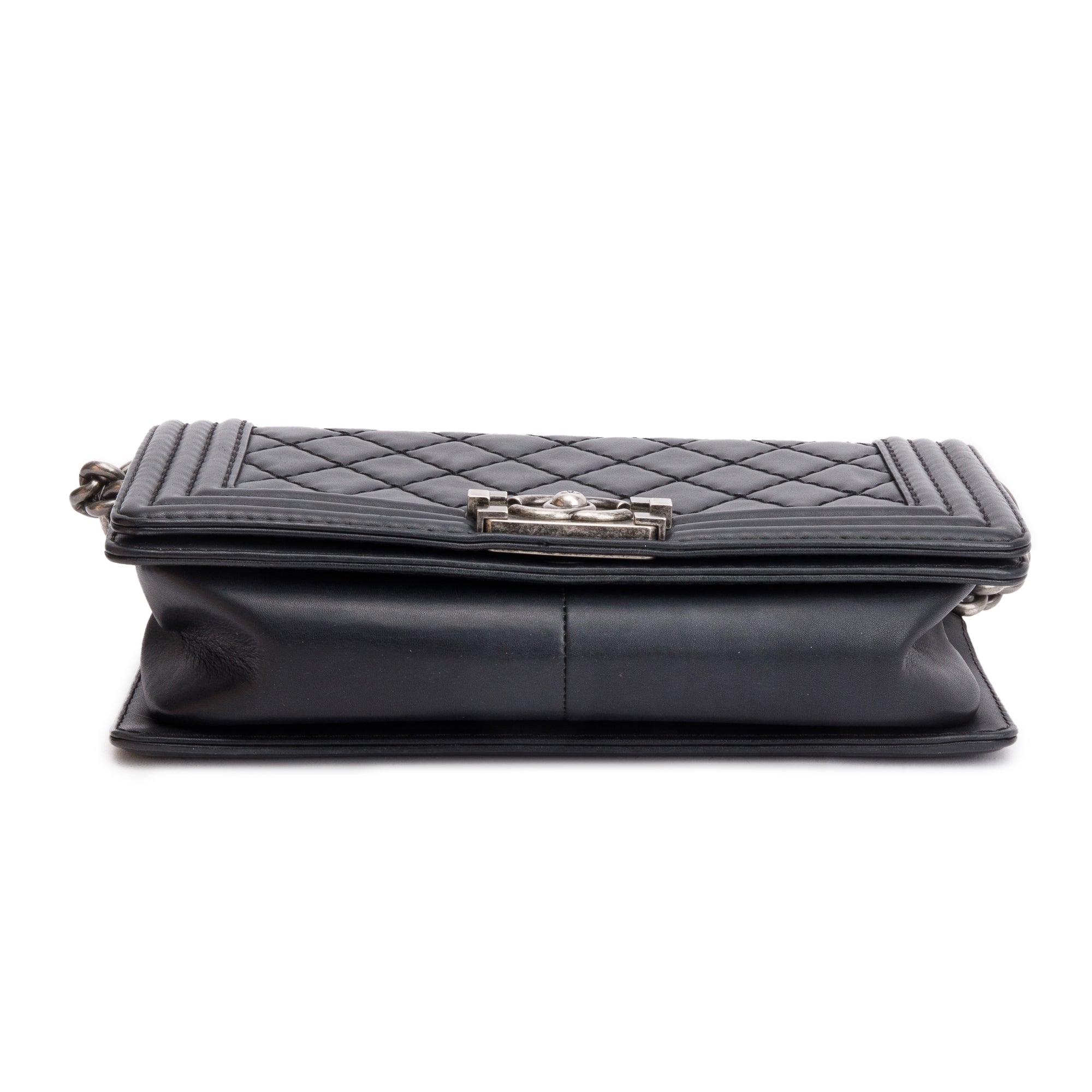 Chanel Black Quilted Lambskin Leather Medium Stitch It Boy Bag w/ Box