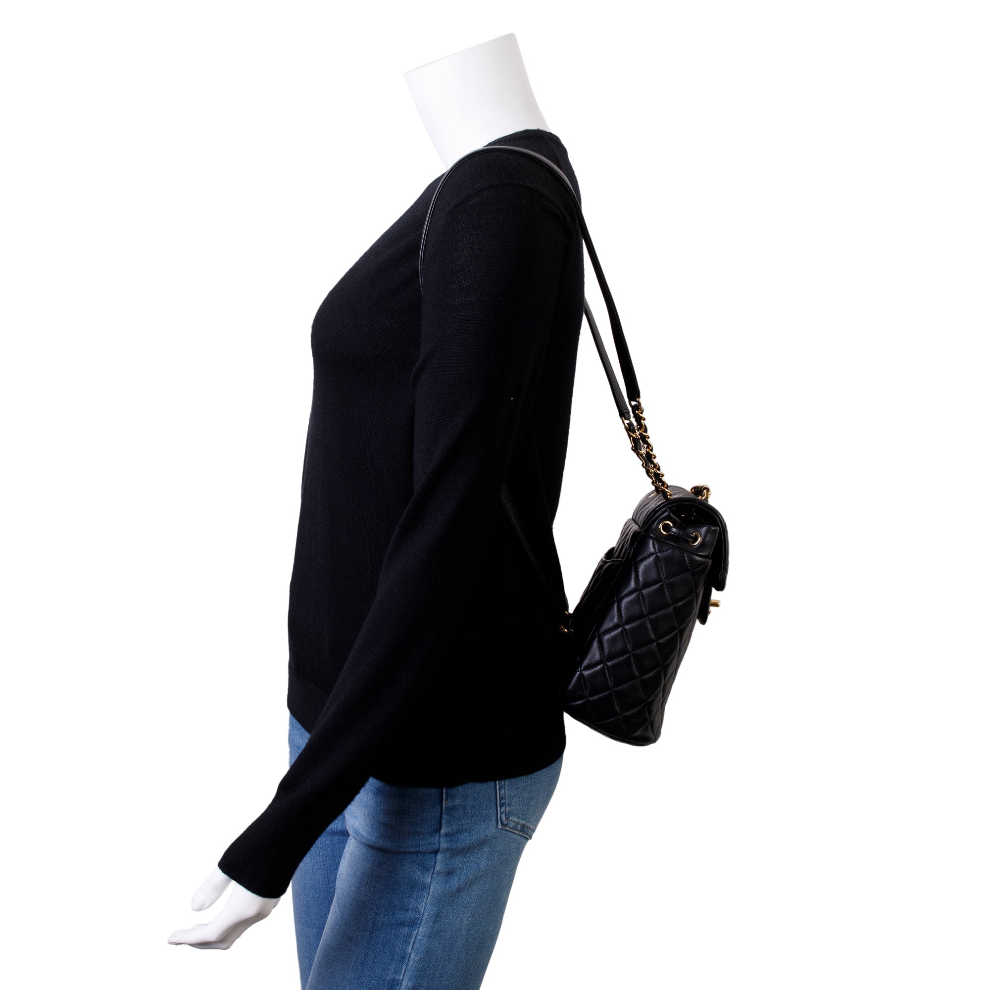 Chanel Black Quilted Lambskin Leather Mini Urban Spirit Backpack w/ Authenticity Card