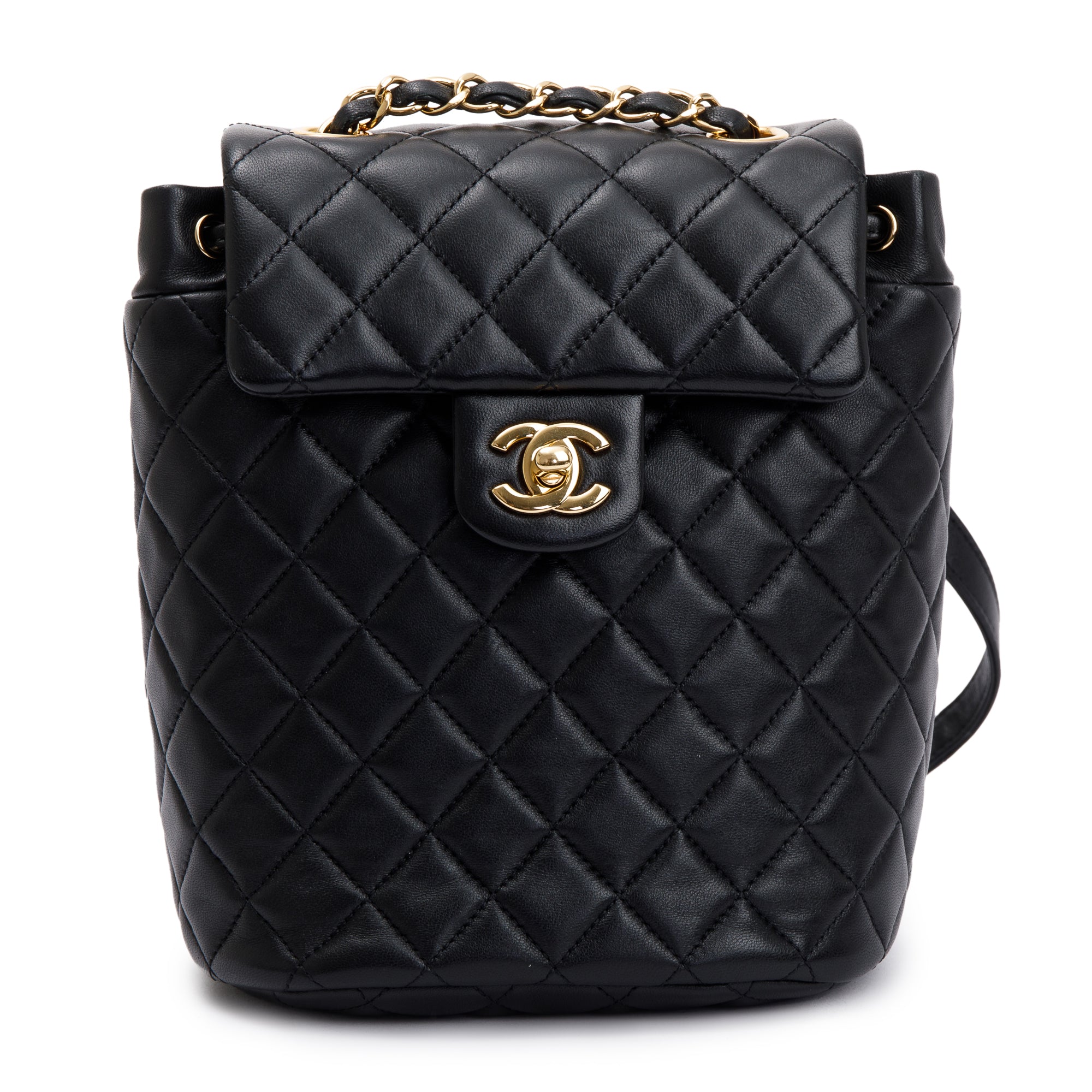 Chanel Black Quilted Lambskin Leather Mini Urban Spirit Backpack w/ Authenticity Card