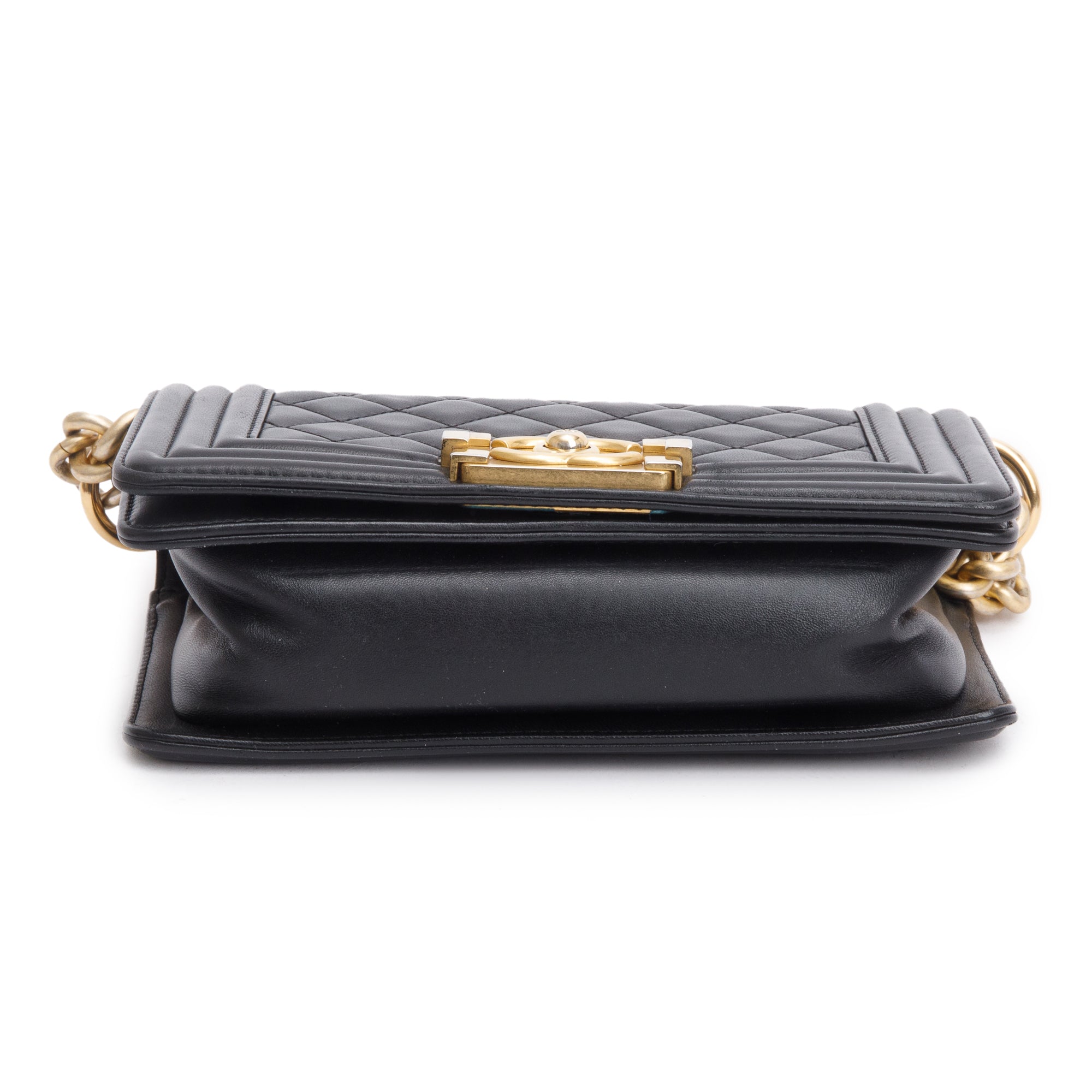 Chanel Black Quilted Lambskin Leather Small Boy Bag w/ Authenticity Card