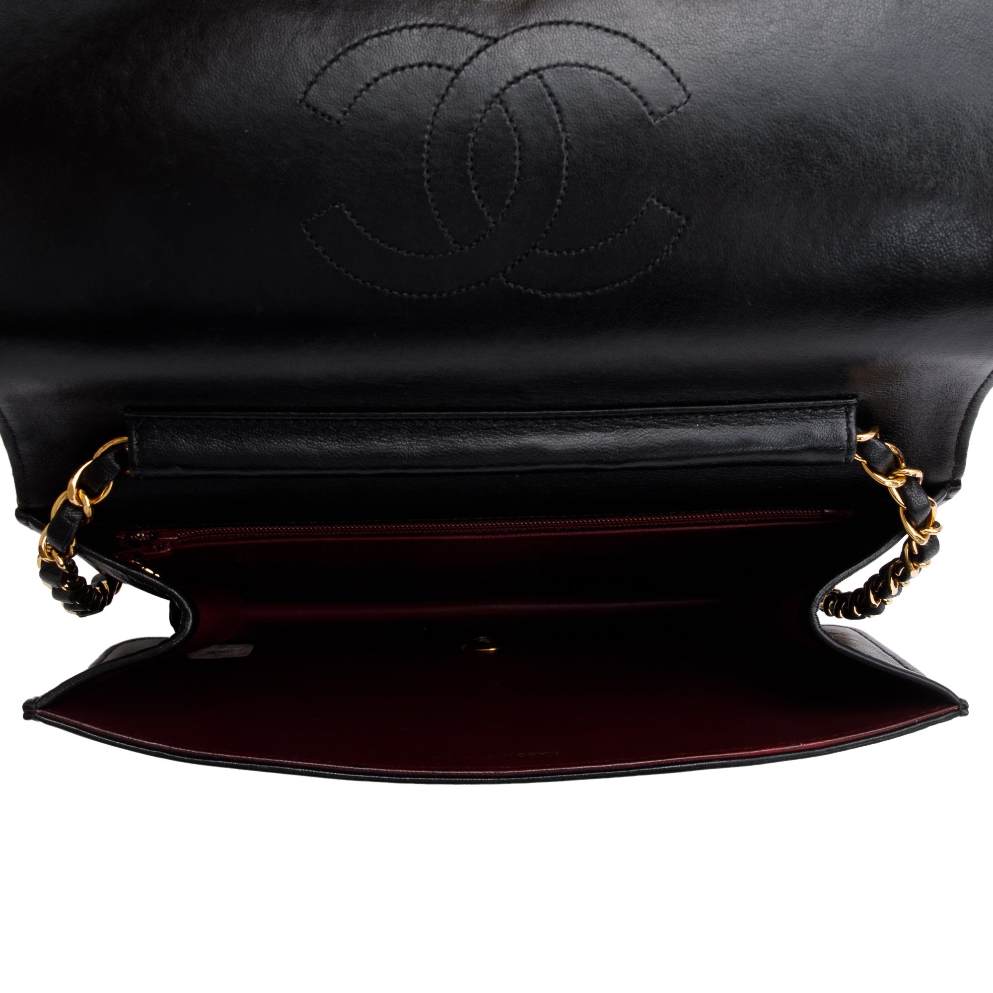 Chanel Black Quilted Lambskin Leather Vintage Medium Full Flap Bag