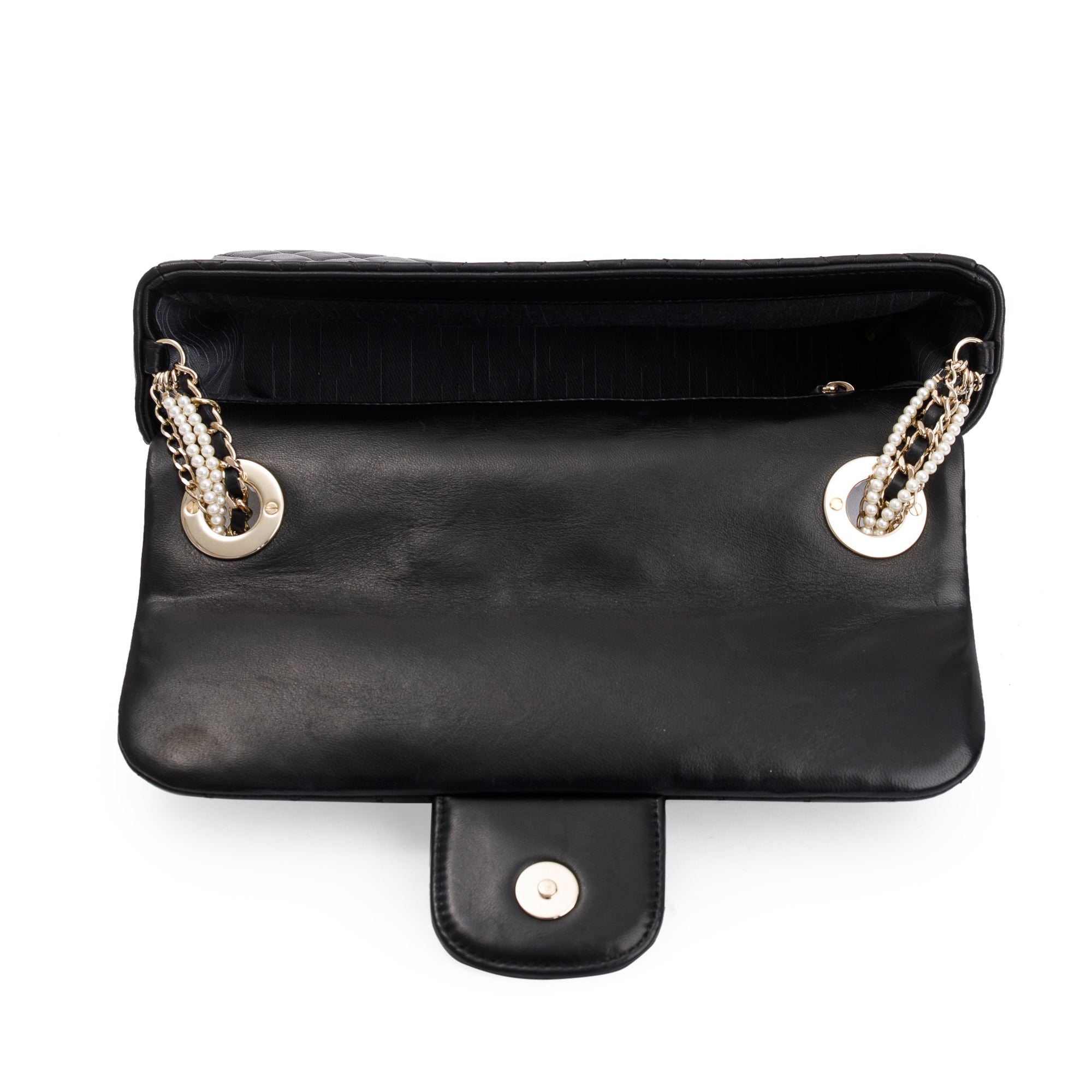 Chanel Black Quilted Lambskin Leather Westmintser Pearl Flap Bag w/ Box & Authenticity Card