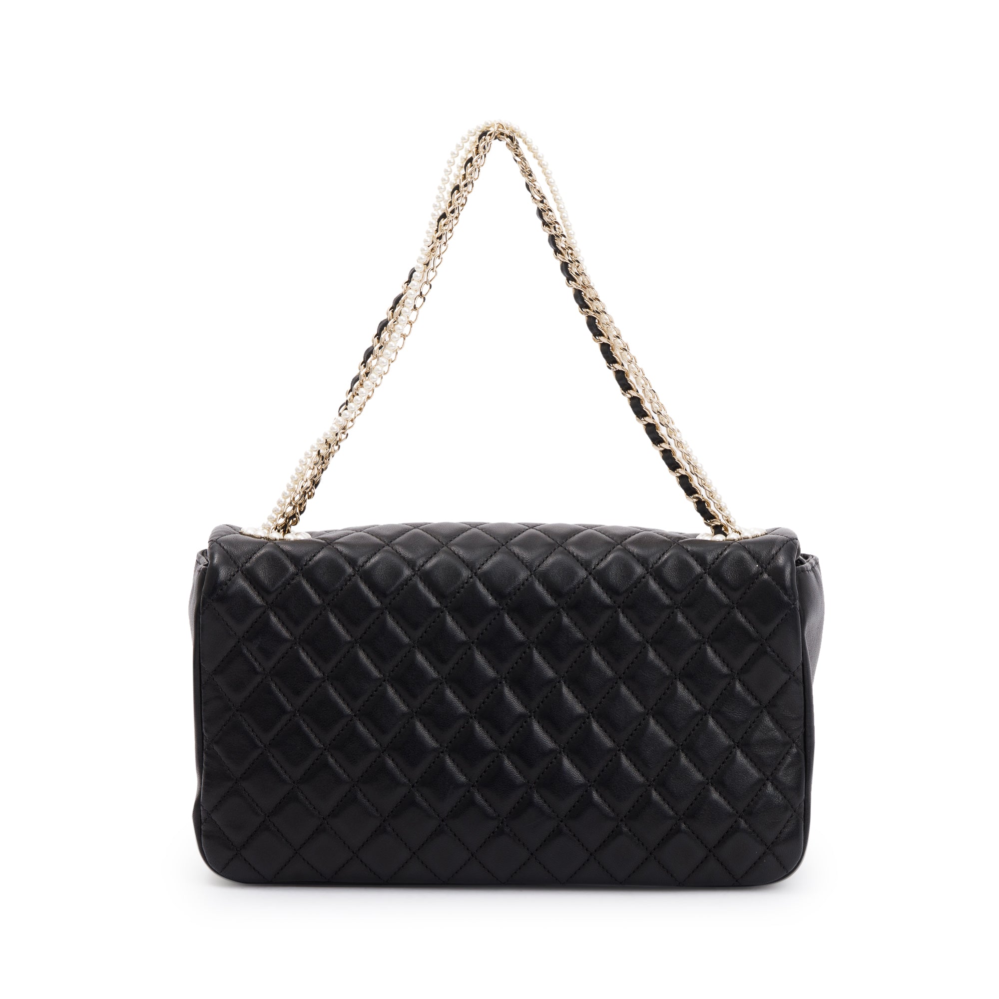 Chanel Black Quilted Lambskin Leather Westmintser Pearl Flap Bag w/ Box & Authenticity Card