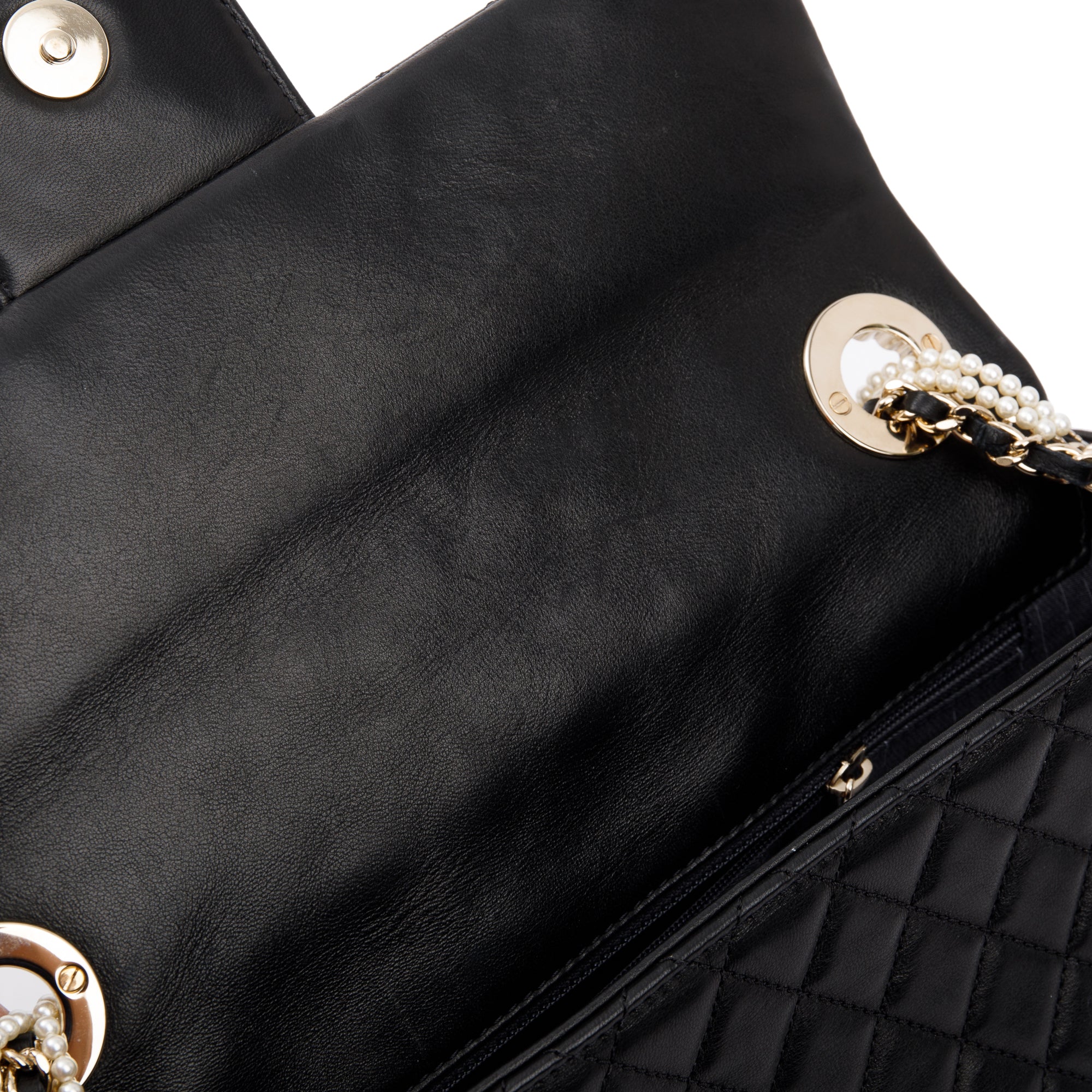Chanel Black Quilted Lambskin Leather Westmintser Pearl Flap Bag w/ Box & Authenticity Card