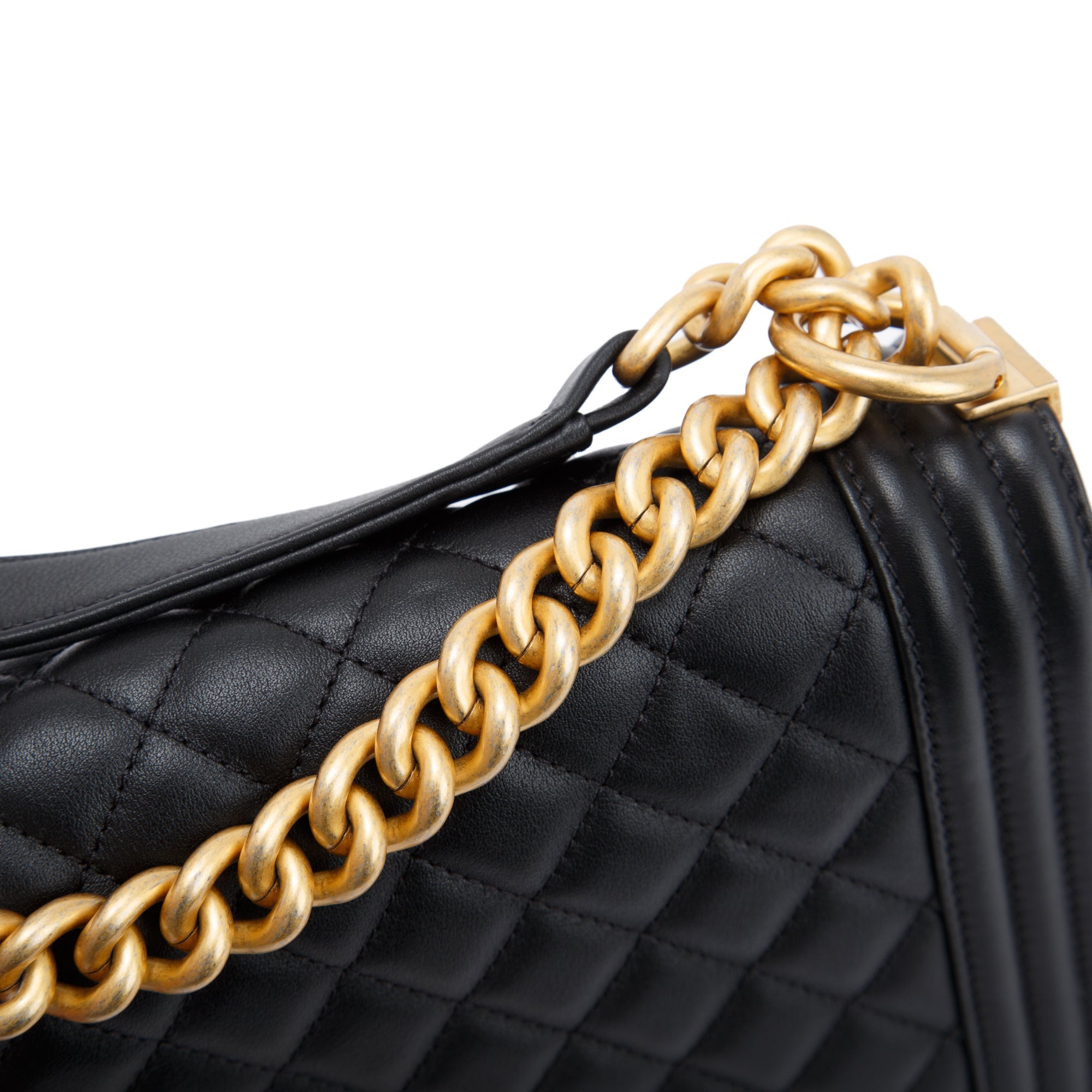 Chanel Black Quilted Lambskin Medium Boy Bag w/ Authenticity Card