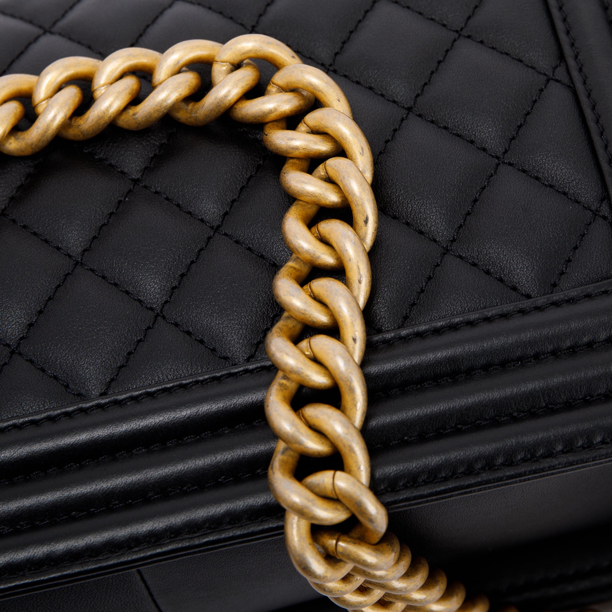 Chanel Black Quilted Lambskin Medium Boy Bag w/ Box