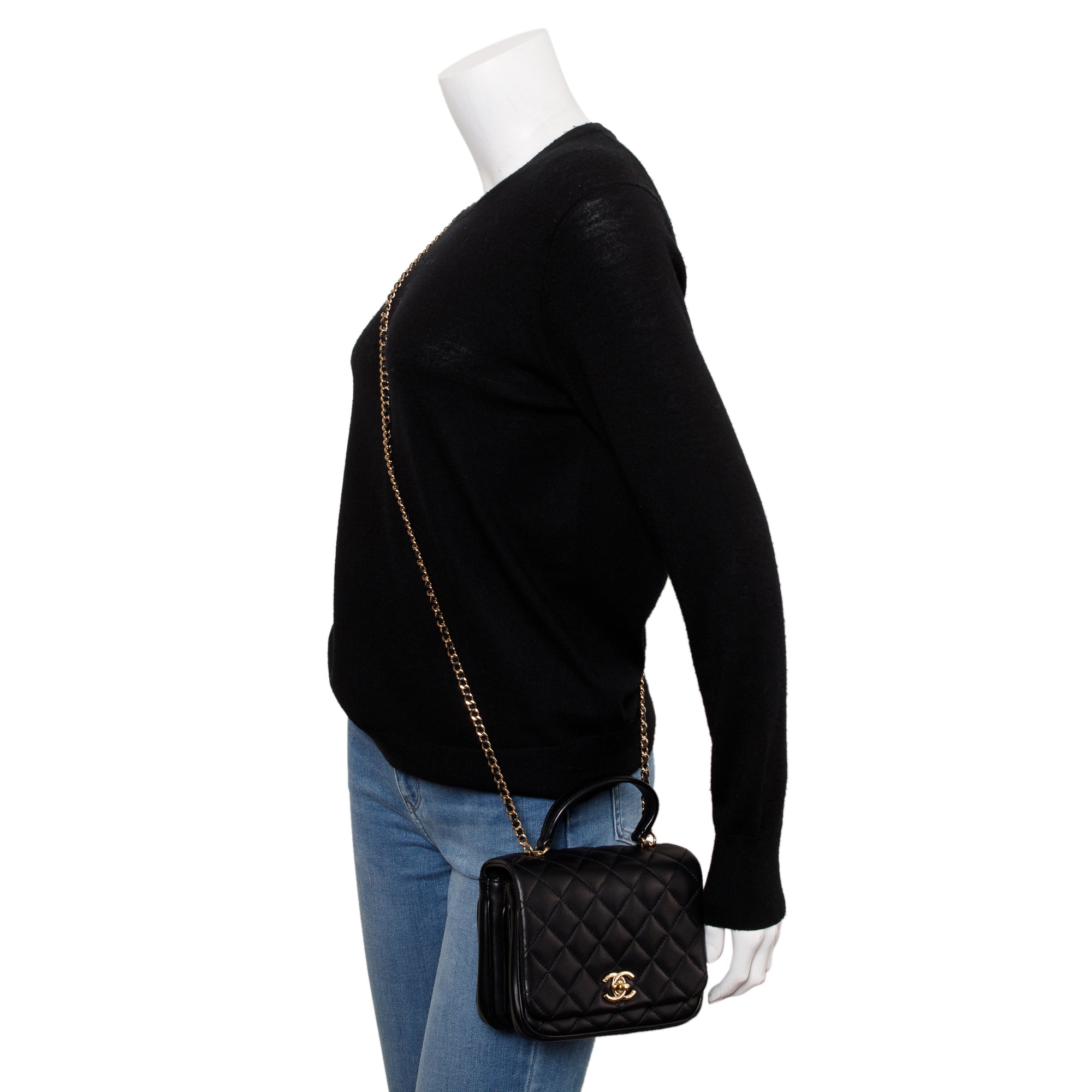 Chanel Black Quilted Lambskin Mini Citizen Chic Handle Flap Bag w/ Box