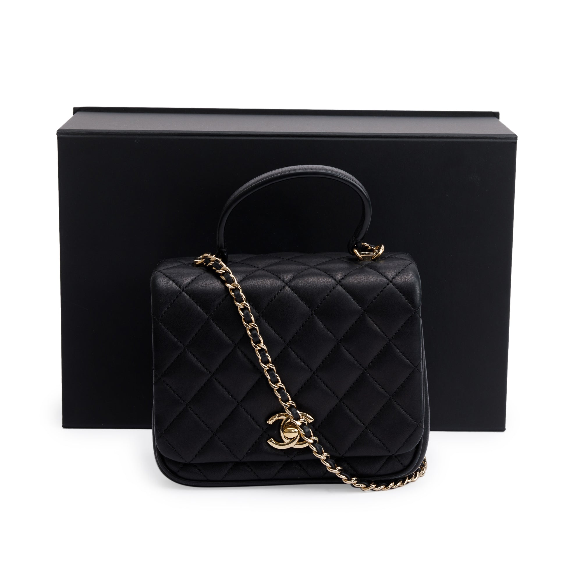 Chanel Black Quilted Lambskin Mini Citizen Chic Handle Flap Bag w/ Box