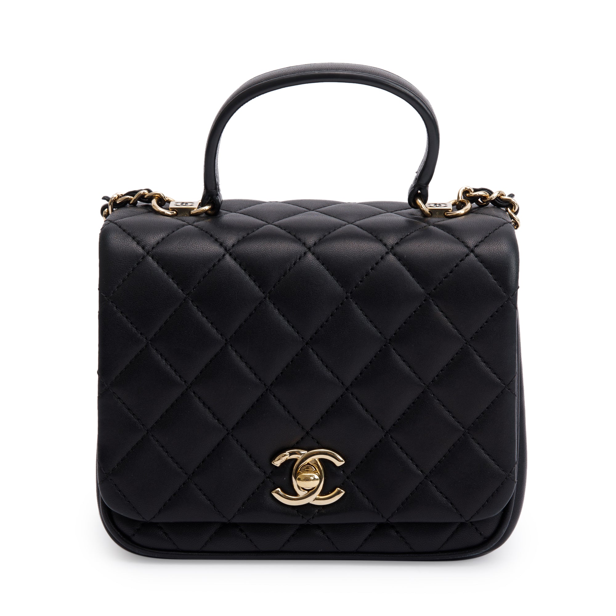 Chanel Black Quilted Lambskin Mini Citizen Chic Handle Flap Bag w/ Box