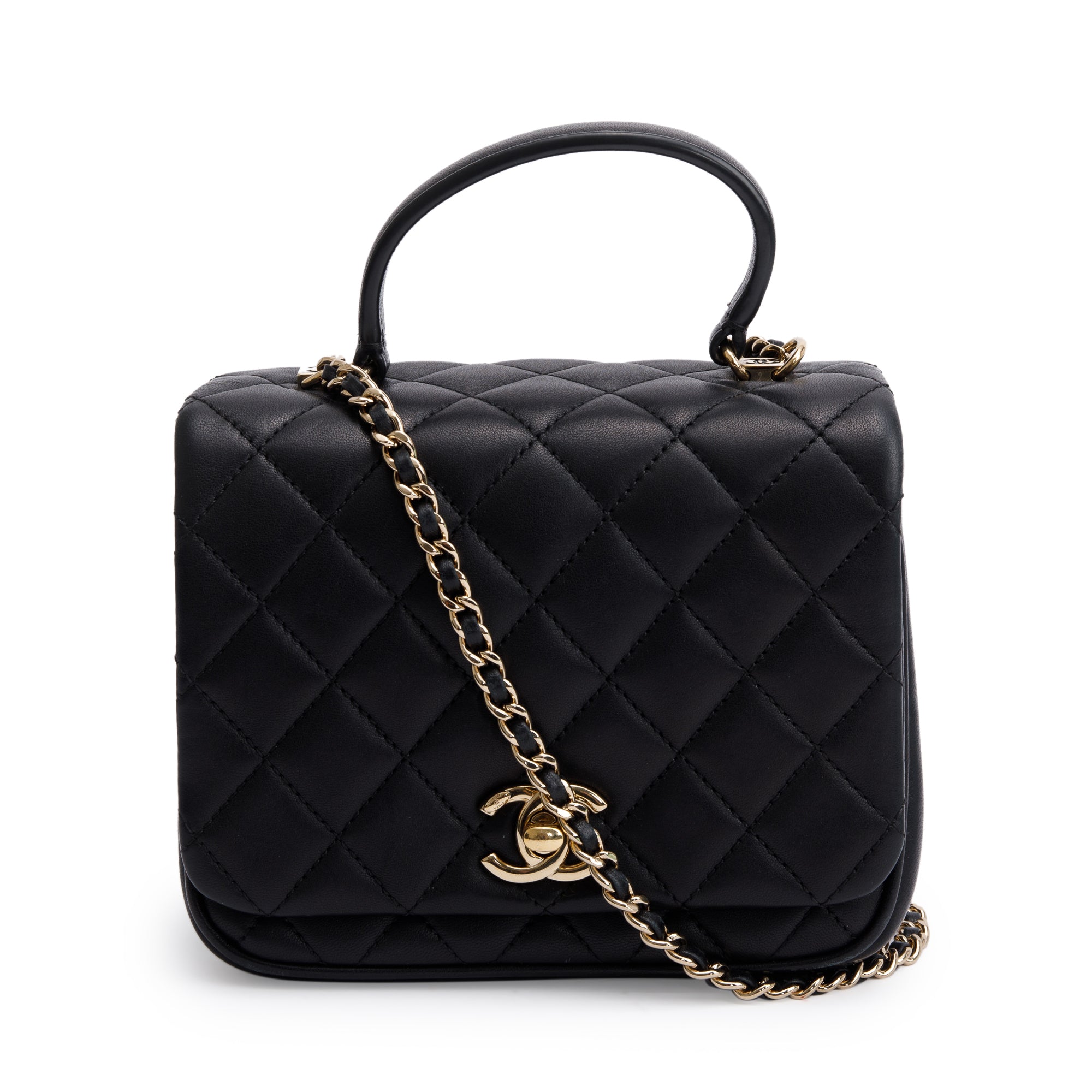 Chanel Black Quilted Lambskin Mini Citizen Chic Handle Flap Bag w/ Box