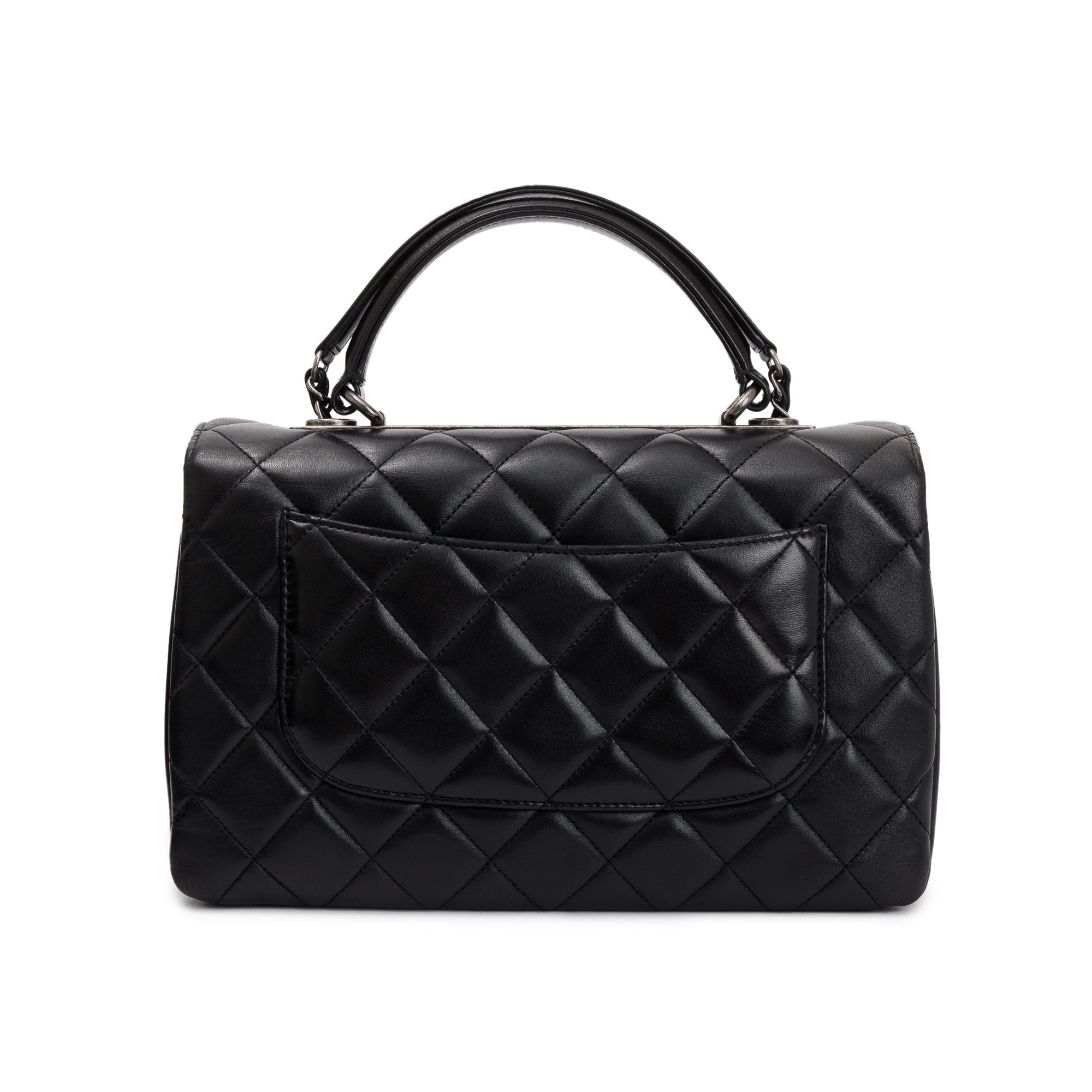 Chanel Black Quilted Lambskin Trendy CC Medium Top Handle Flap Bag w/ Authenticity Card