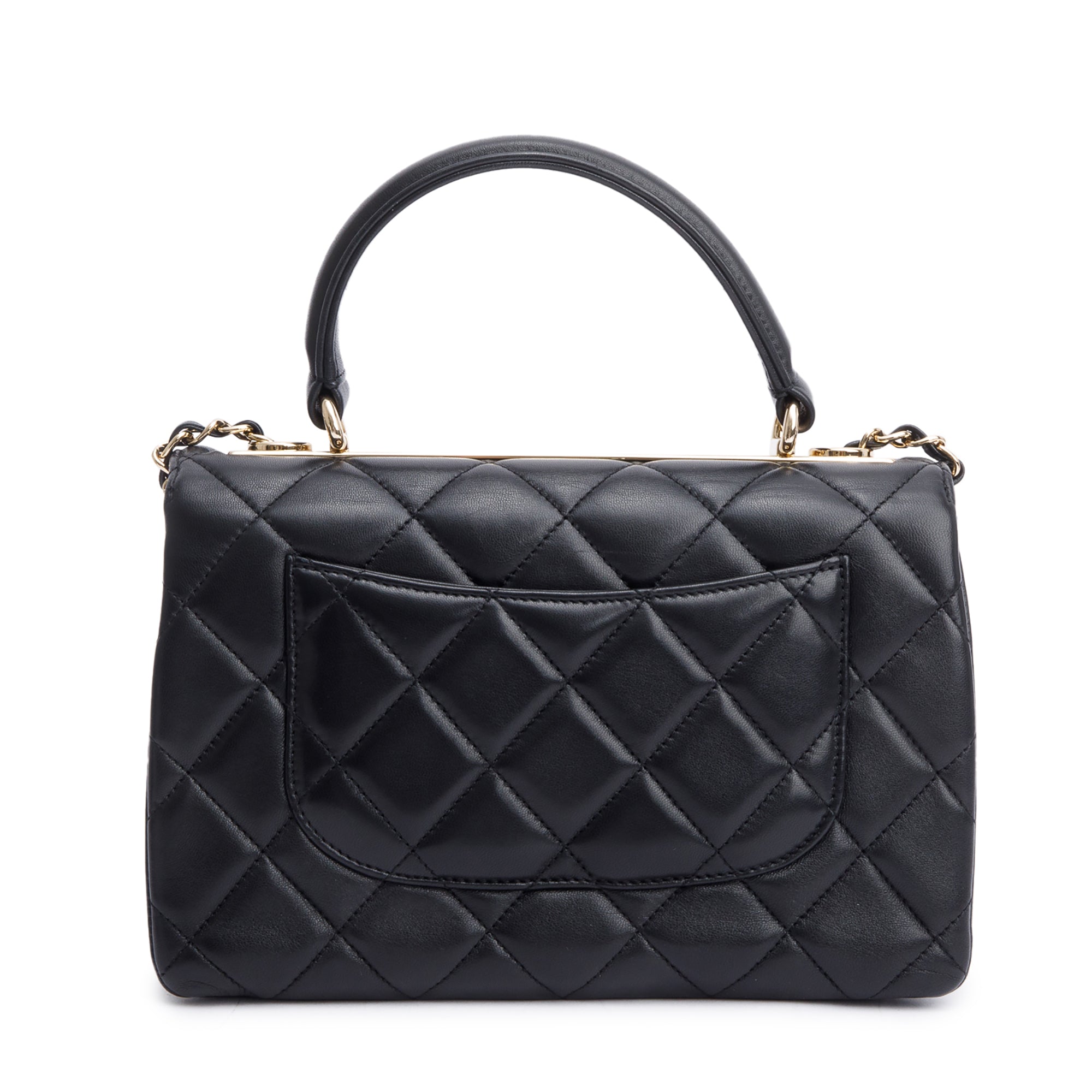 Chanel Black Quilted Lambskin Trendy CC Small Top Handle Flap Bag w/ Authenticity Card
