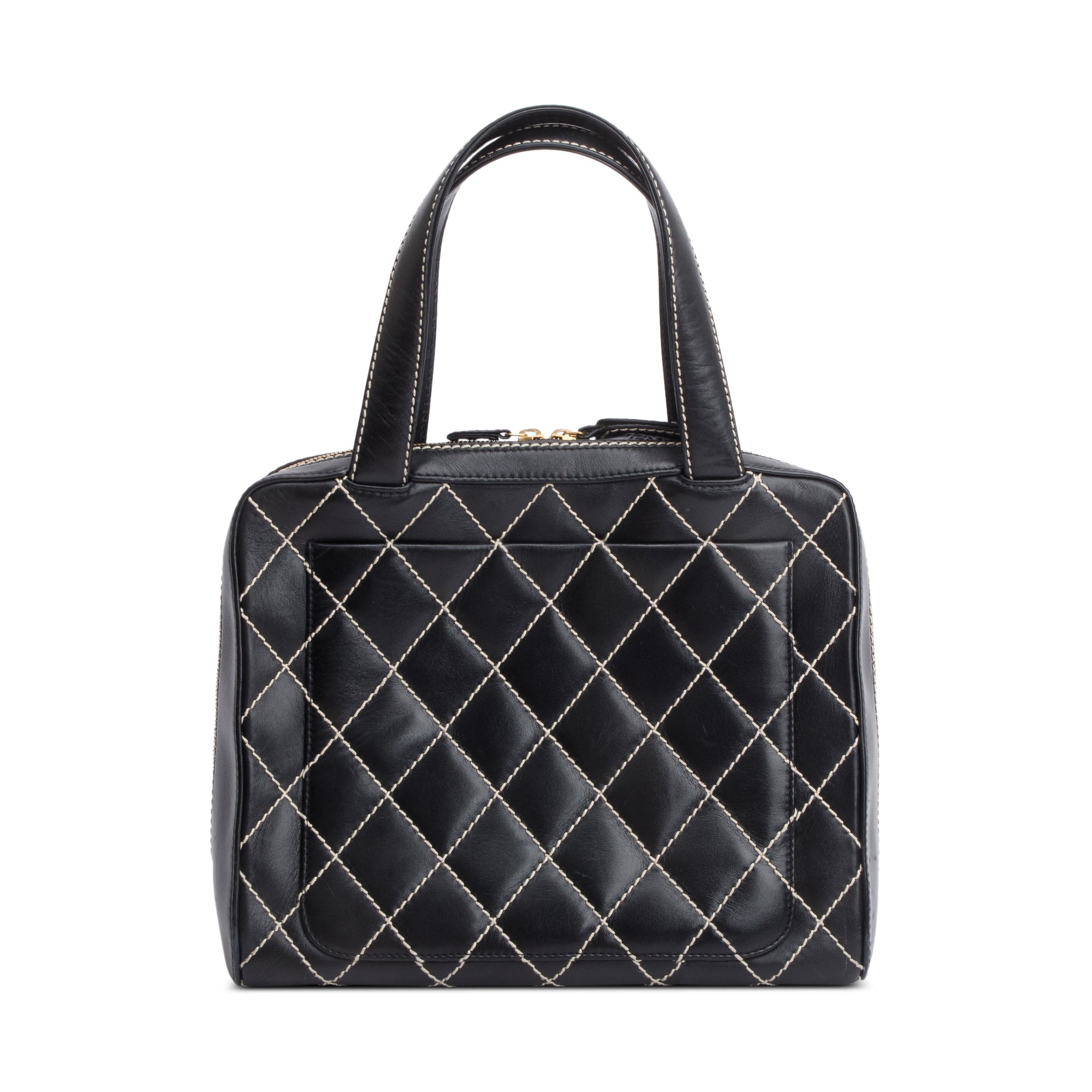 Chanel Black Quilted Leather Large Surpique Bowler Bag