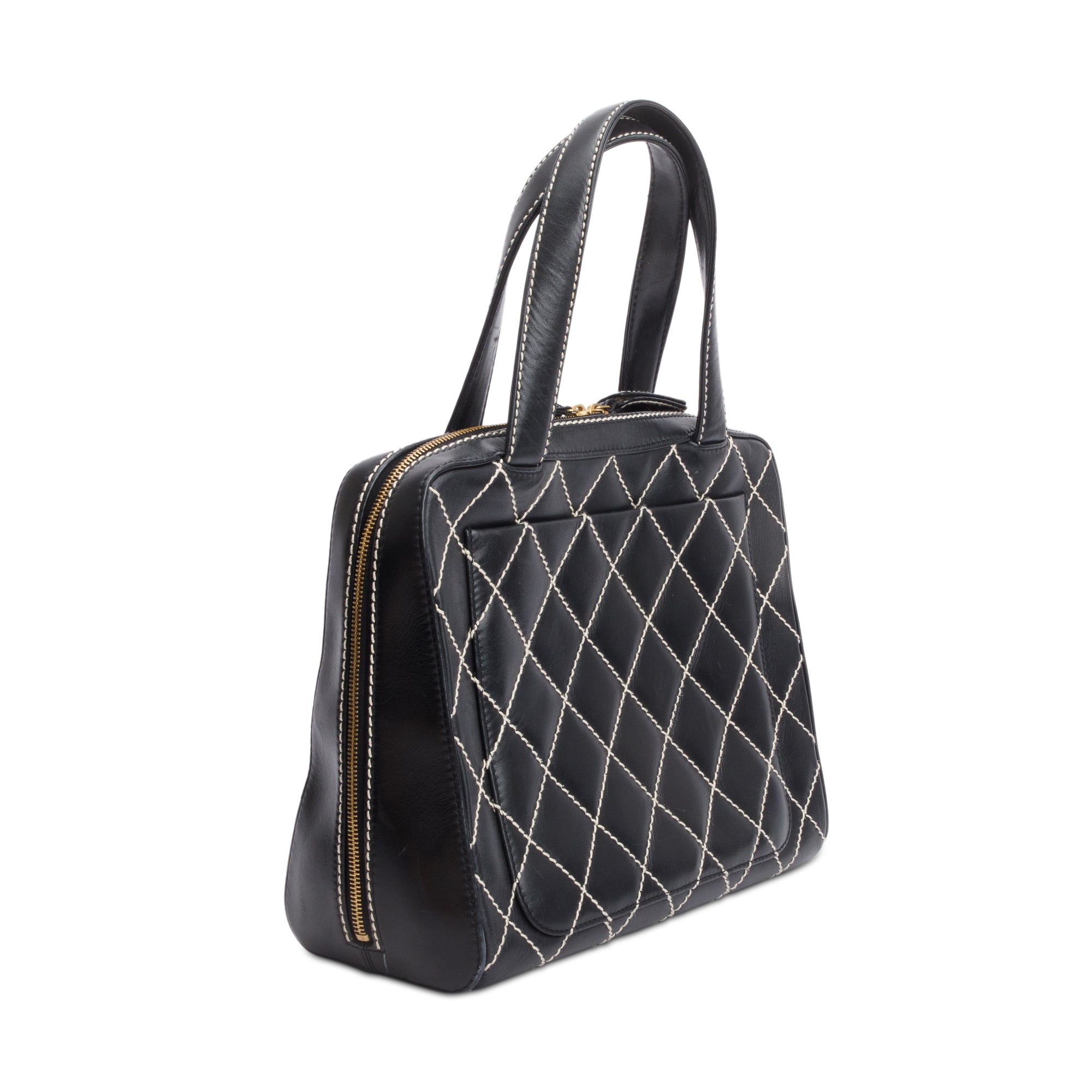 Chanel Black Quilted Leather Large Surpique Bowler Bag