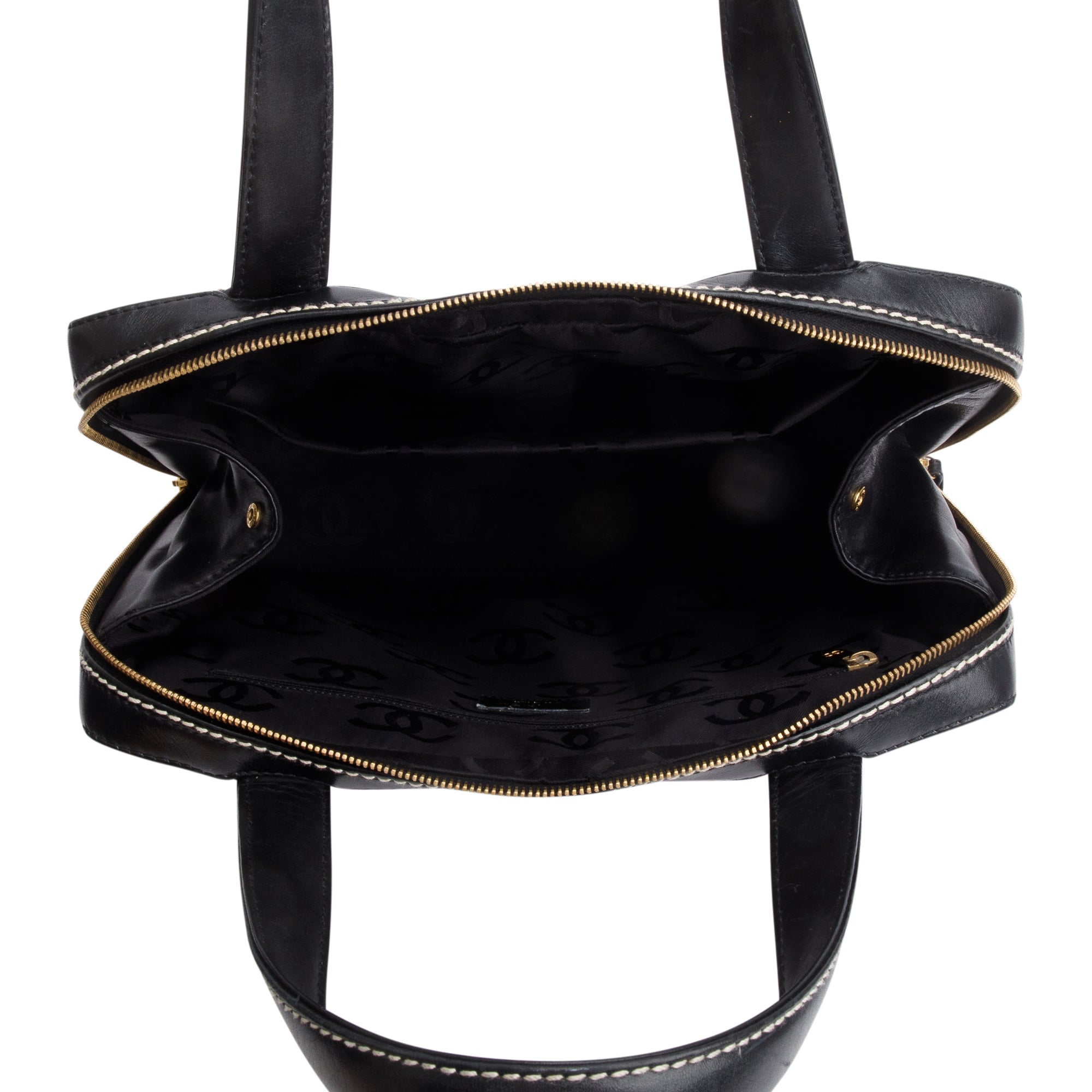 Chanel Black Quilted Leather Large Surpique Bowler Bag