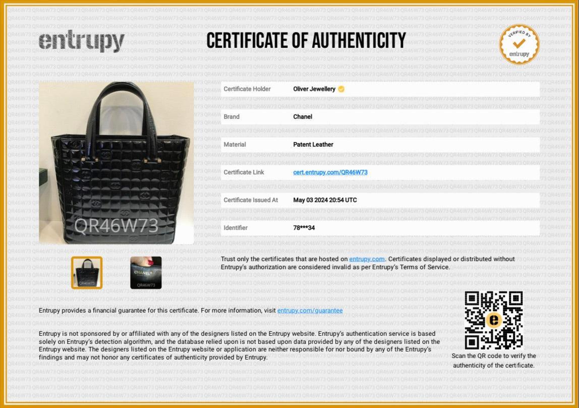 Chanel Black Quilted Patent Leather Chocolate Bar CC Tote Bag