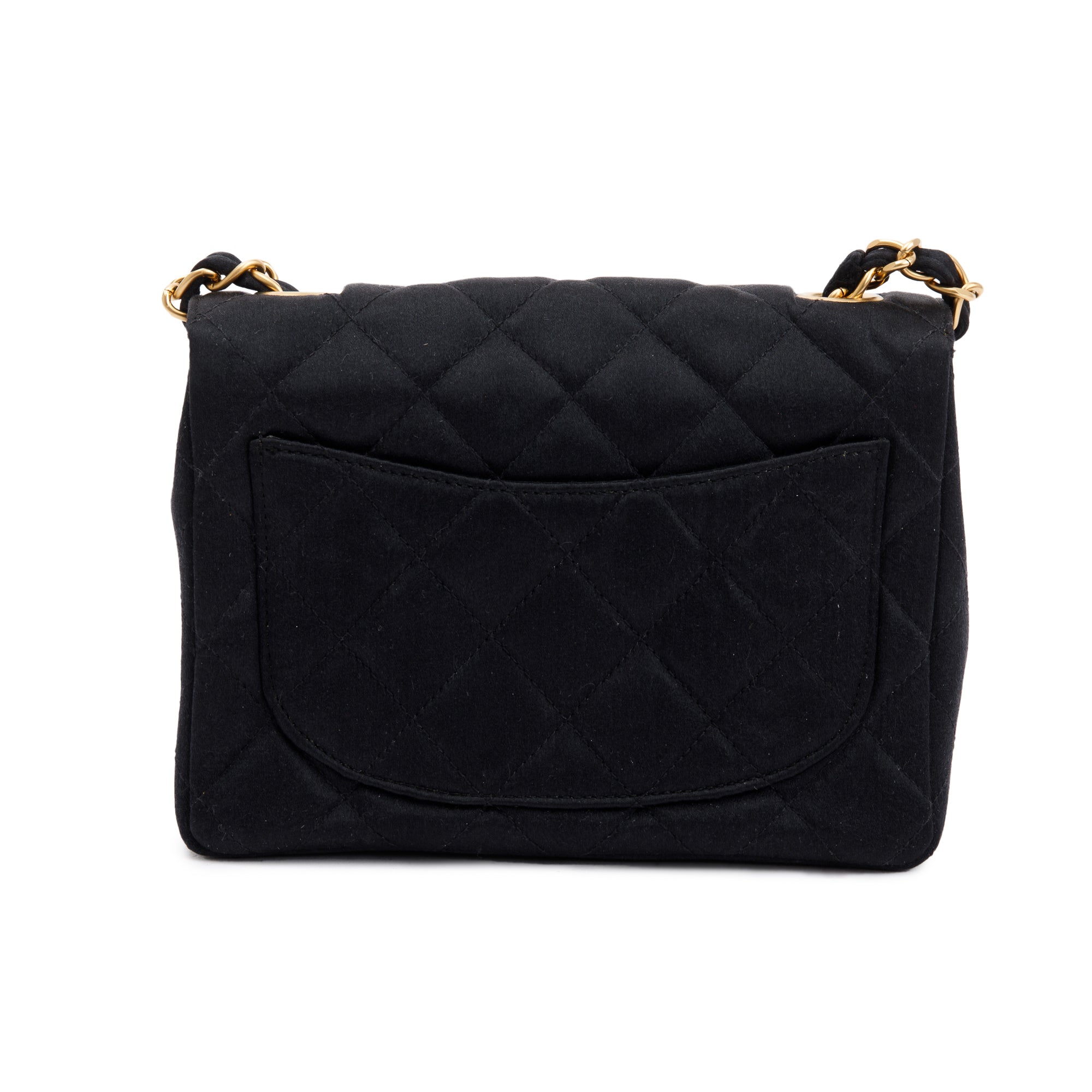 Chanel Black Quilted Satin Classic Square Mini Flap Bag