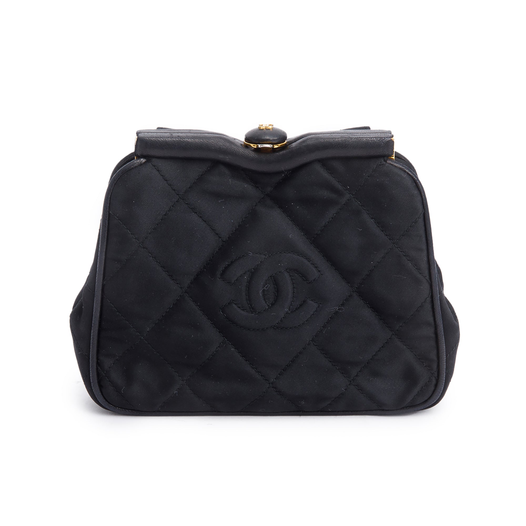 Chanel Black Quilted Satin Tassel CC Timeless Frame Shoulder Bag/Waist Bag