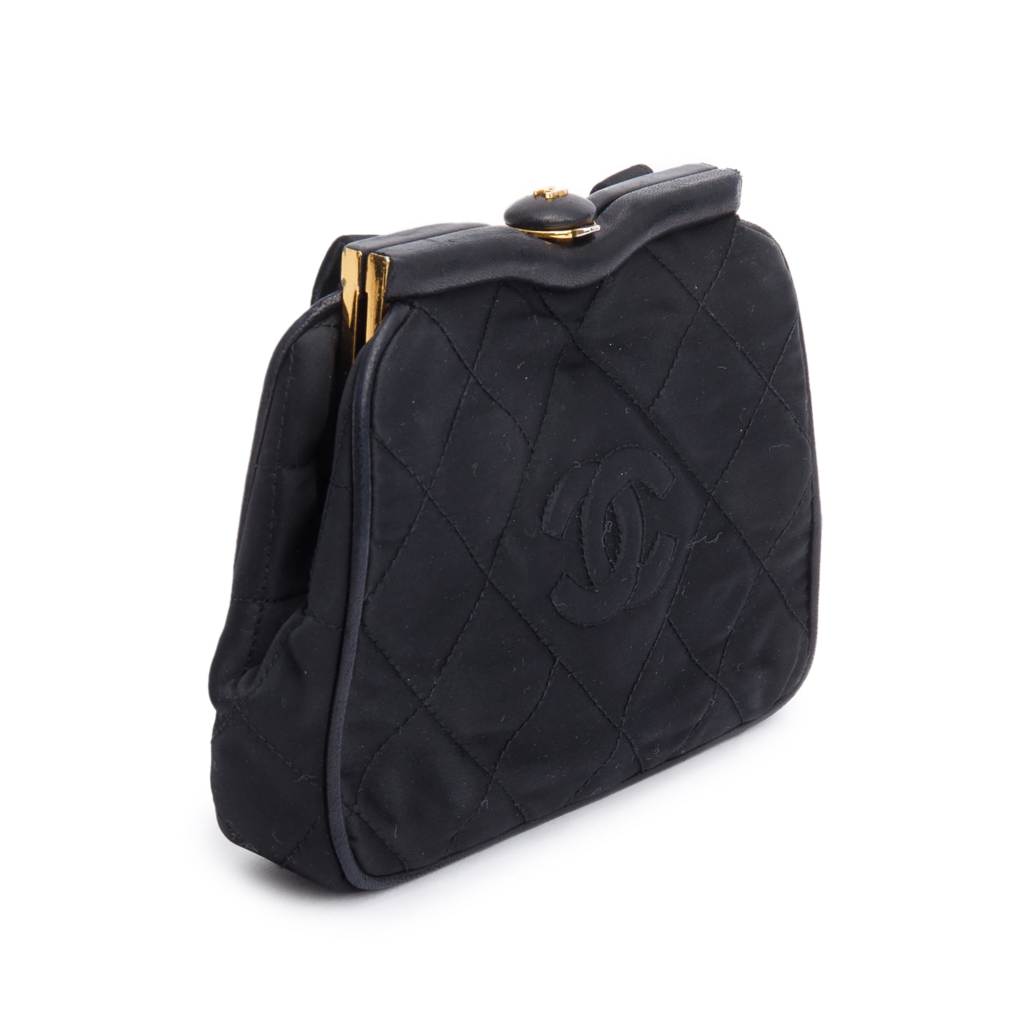 Chanel Black Quilted Satin Tassel CC Timeless Frame Shoulder Bag/Waist Bag