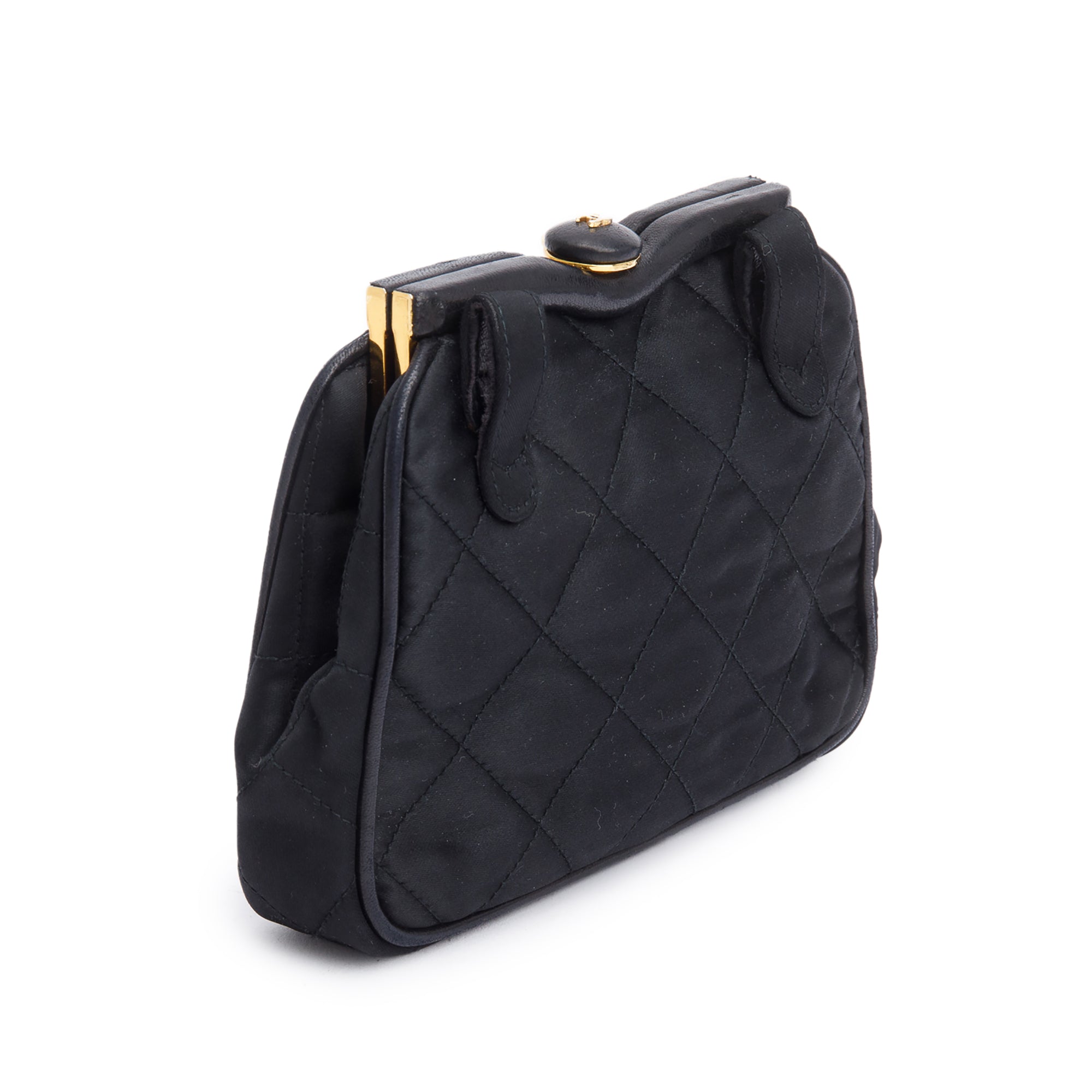 Chanel Black Quilted Satin Tassel CC Timeless Frame Shoulder Bag/Waist Bag
