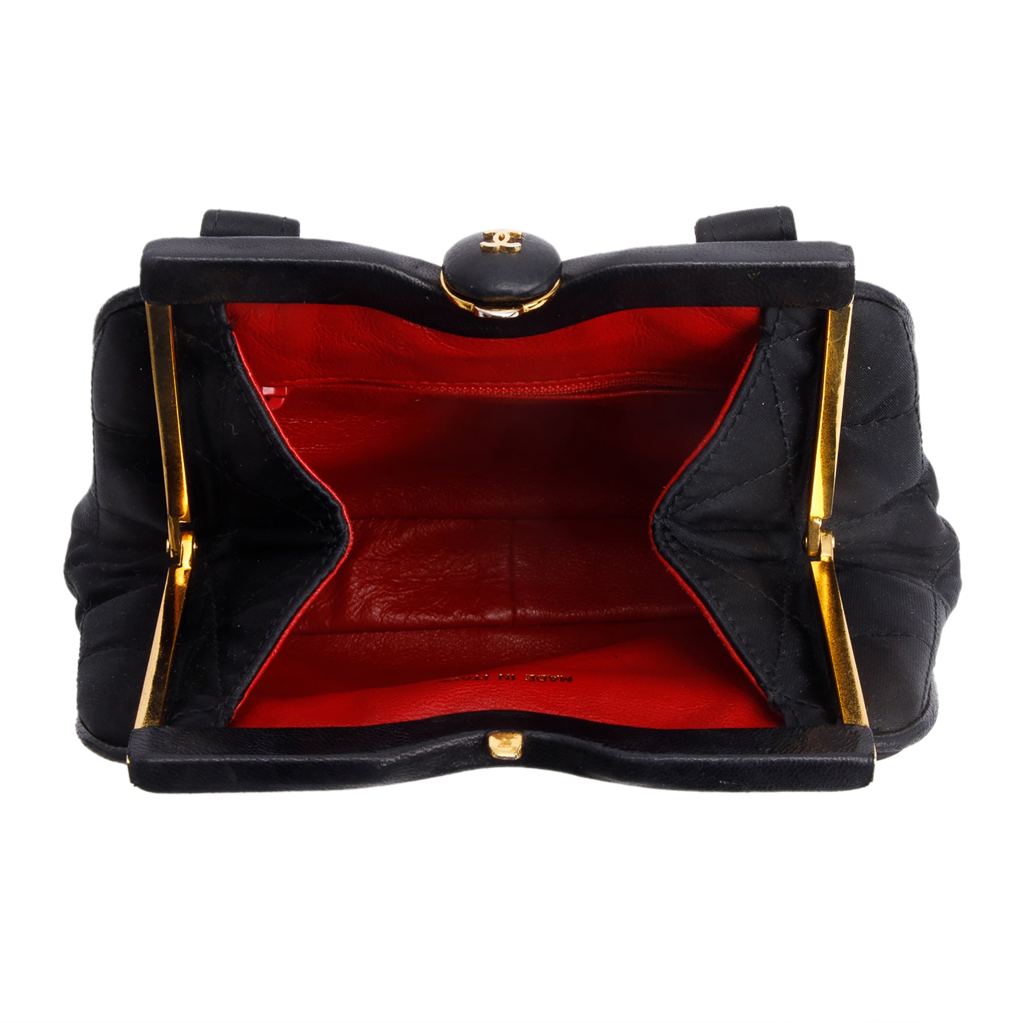 Chanel Black Quilted Satin Tassel CC Timeless Frame Shoulder Bag/Waist Bag