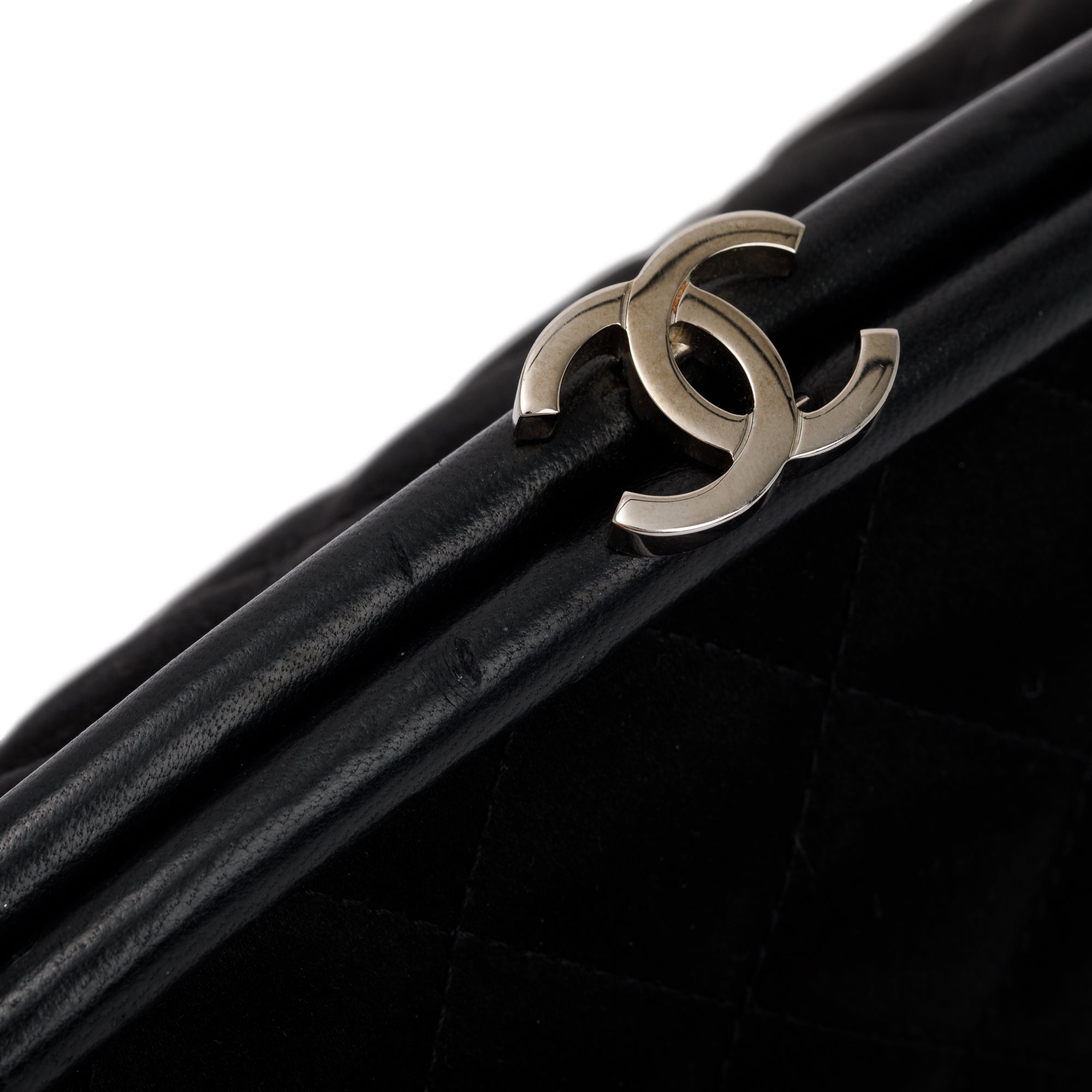 Chanel Black Quilted Satin Timeless Frame Clutch w/ Authenticity Card