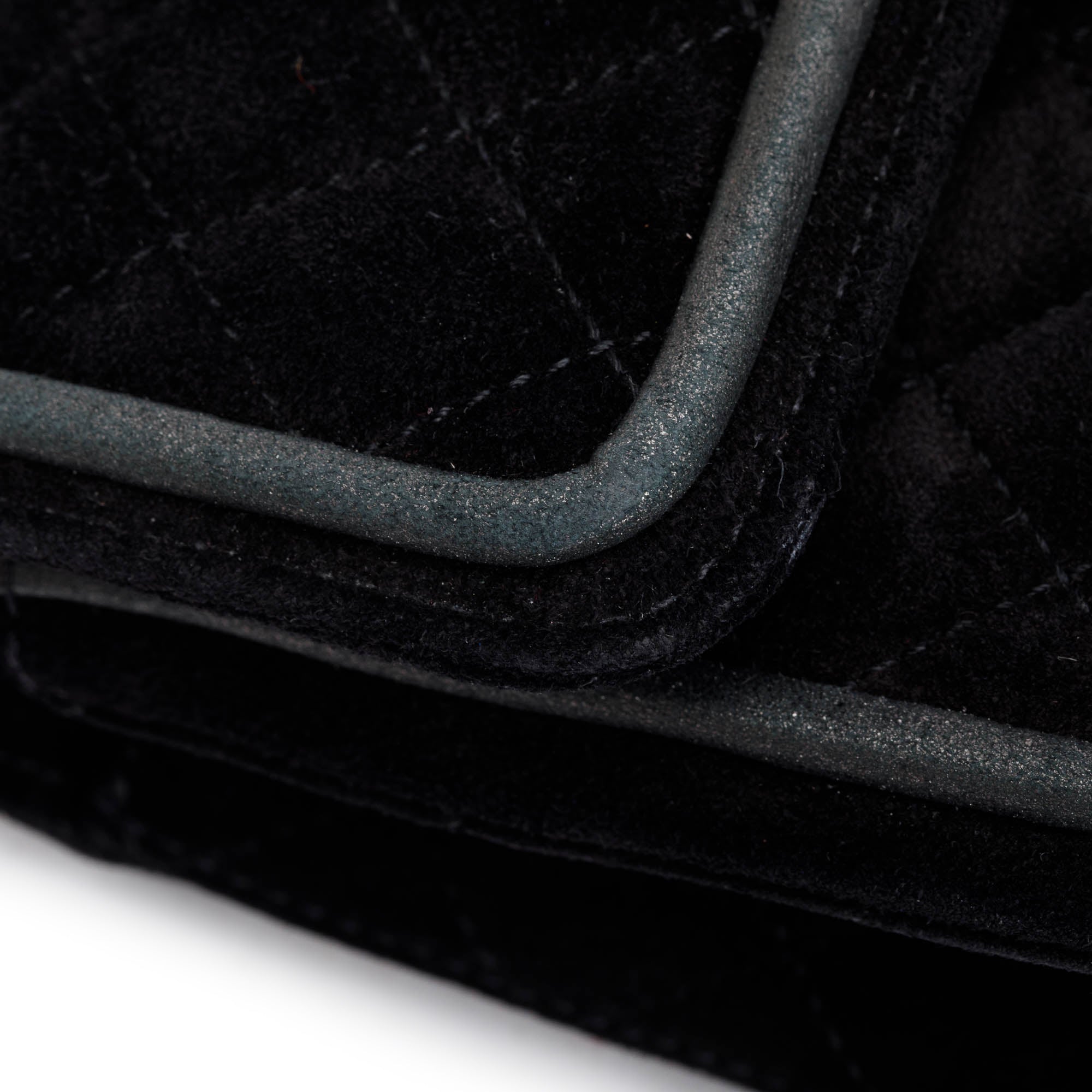 Chanel Black Quilted Suede 2.55 Reissue Mini Square Double Flap Bag w/ Authenticity Card