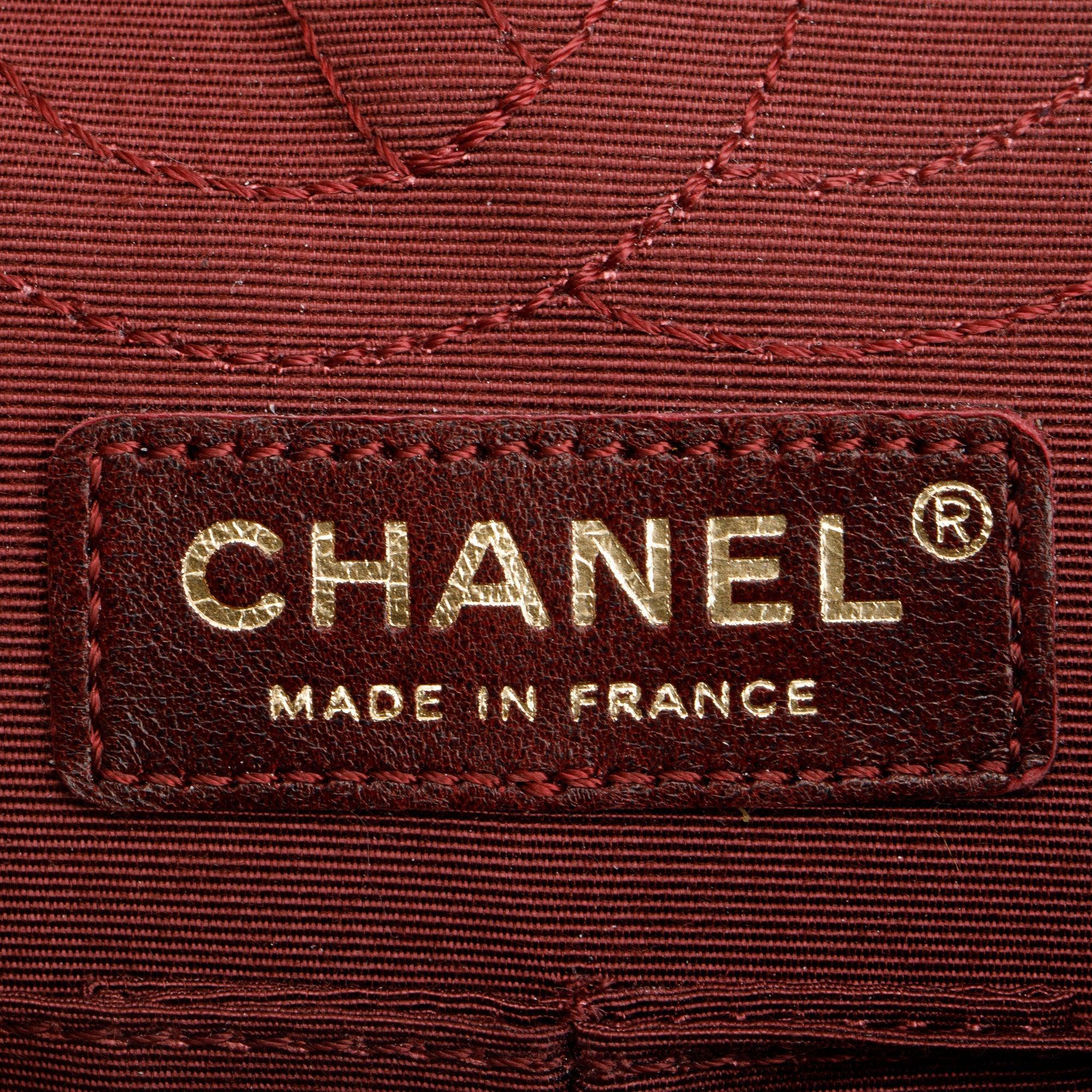 Chanel Black Satin Coco's Croc 2.55 Reissue East/West Double Flap Bag w/ Box