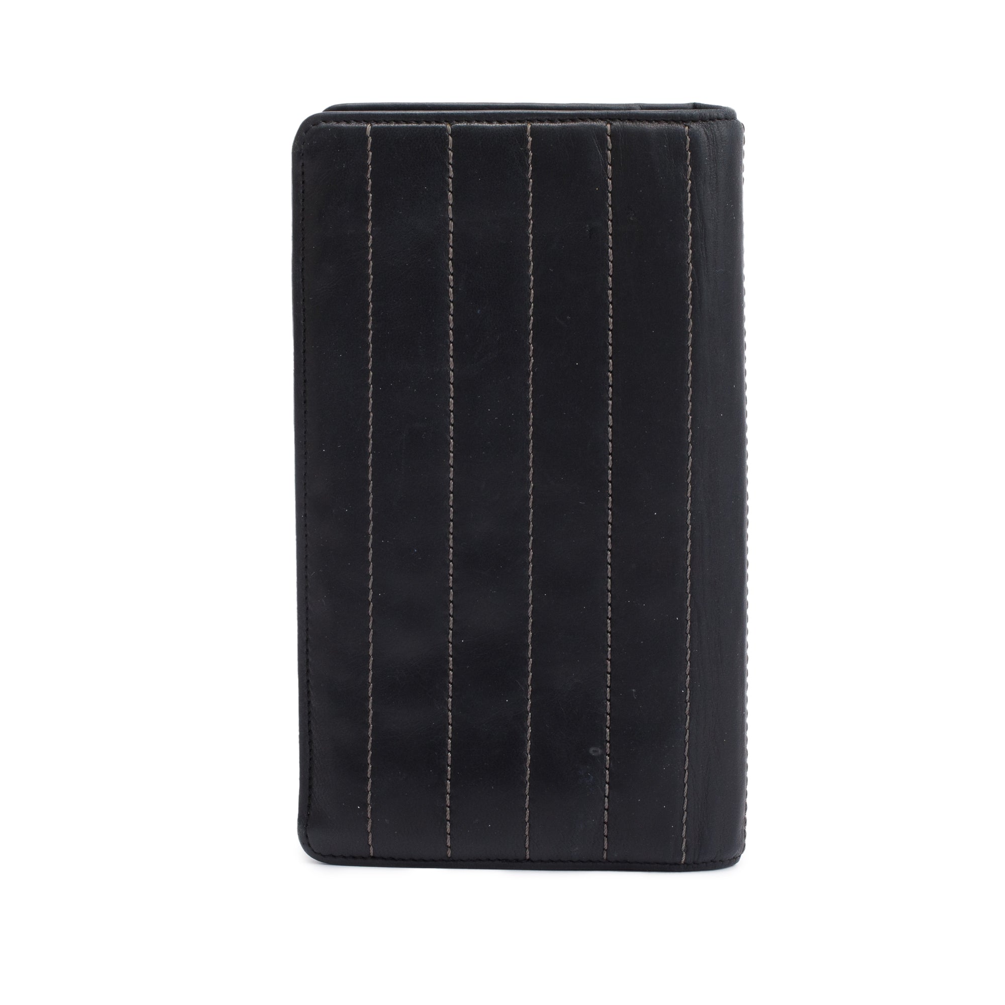Chanel Black Vertical Quilt Lambskin Leather Interlocking CC Long Bifold Wallet