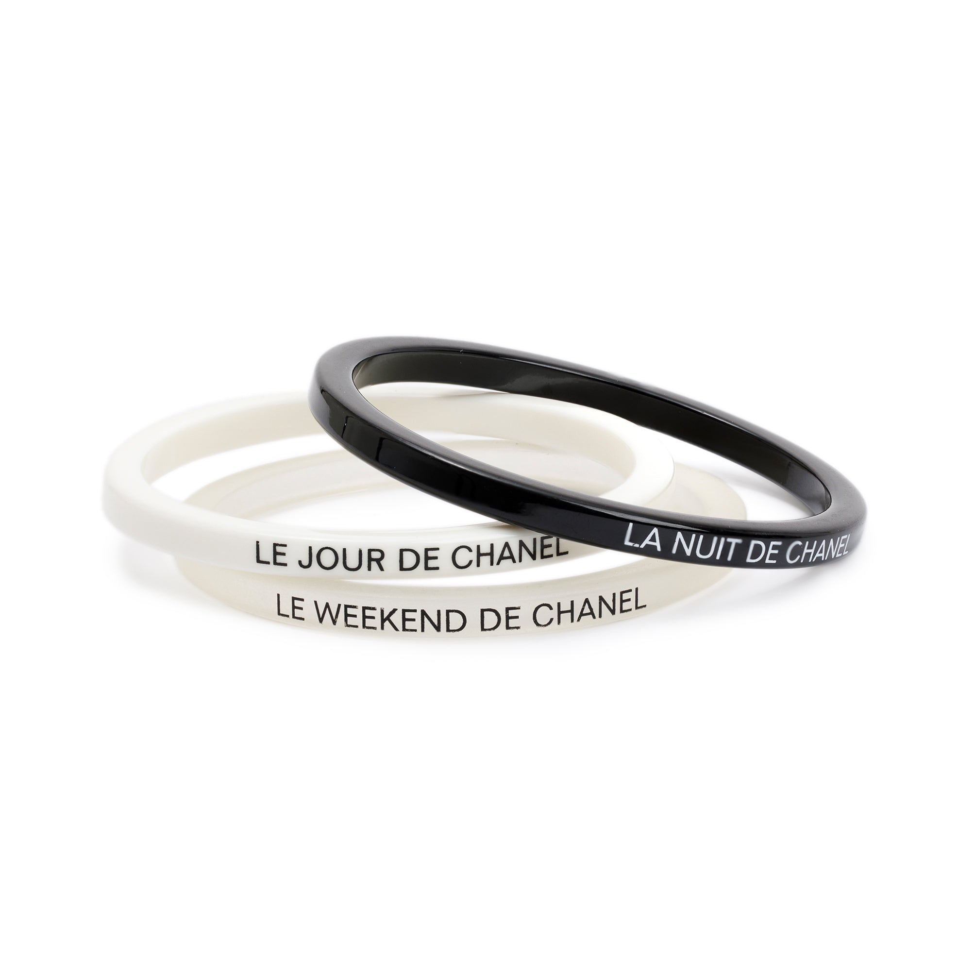 Chanel Black, White & Clear Resin Le Weekend Three-Piece Bangle Set