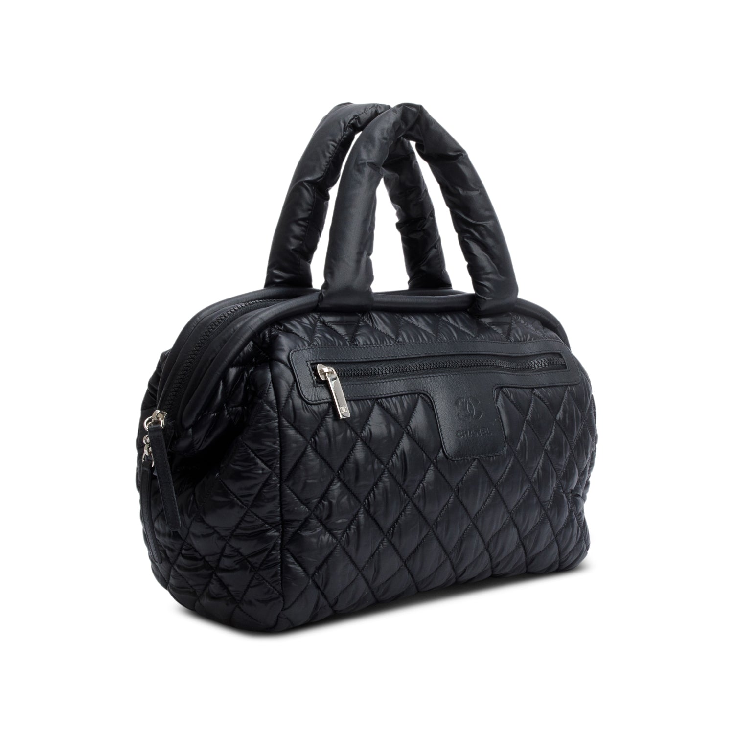 Chanel Black/Burgundy Quilted Nylon Coco Cocoon Reversible Bowler